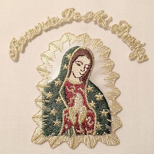 Miniatura 2 de CF3849 Bautizo Virgen María (Cuadalupe) Parche bordado para planchar (1.75 x 2.25 pulgadas, sin palabras)