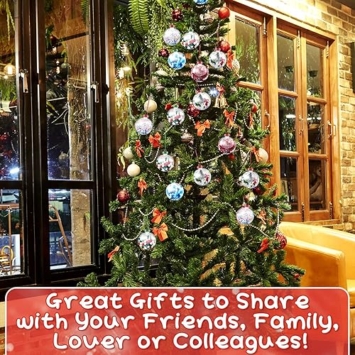 Miniatura 5 de Sumind 12 bolas de adorno rellenables de Navidad transparentes de 3.15 pulgadas, bolas de plástico transparente rellenables, adornos colgantes para