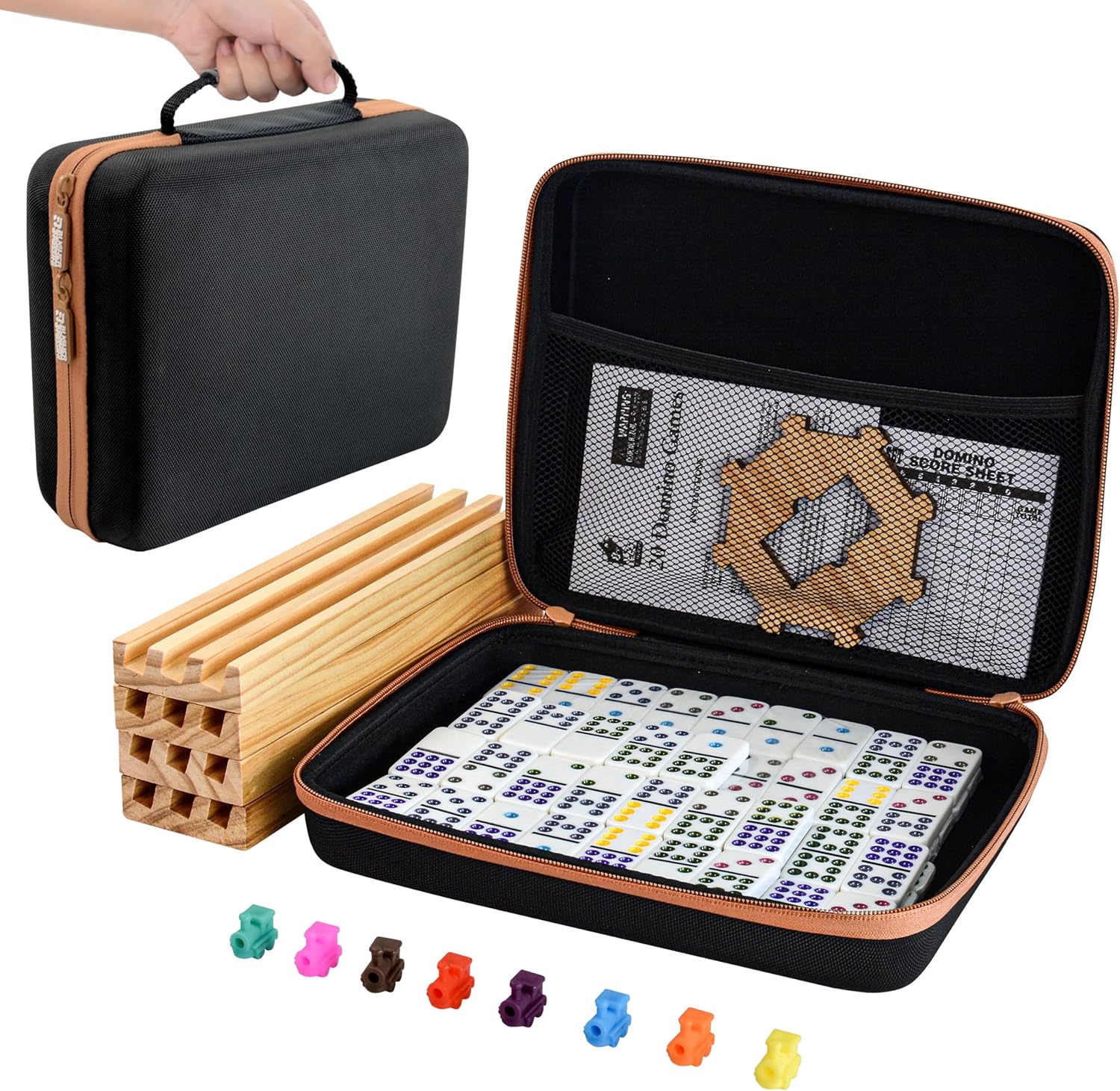 Bucher&Rossini Dominoes Set Double 12 with 4 Racks