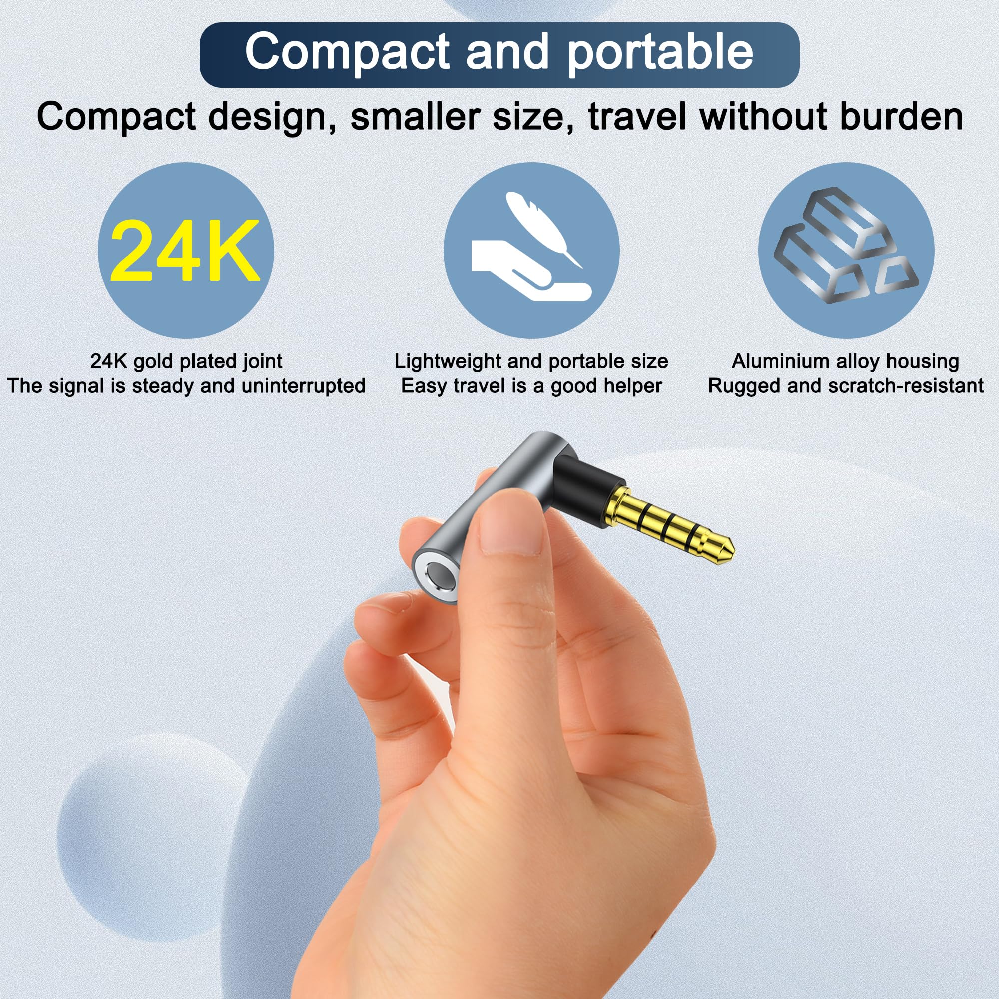 Adattatore Jack Audio 3,5 Mm 90° - Maschio/Femmina Stereo, 2 Pezzi, Per Cuffie E Smartphone - Foto 8