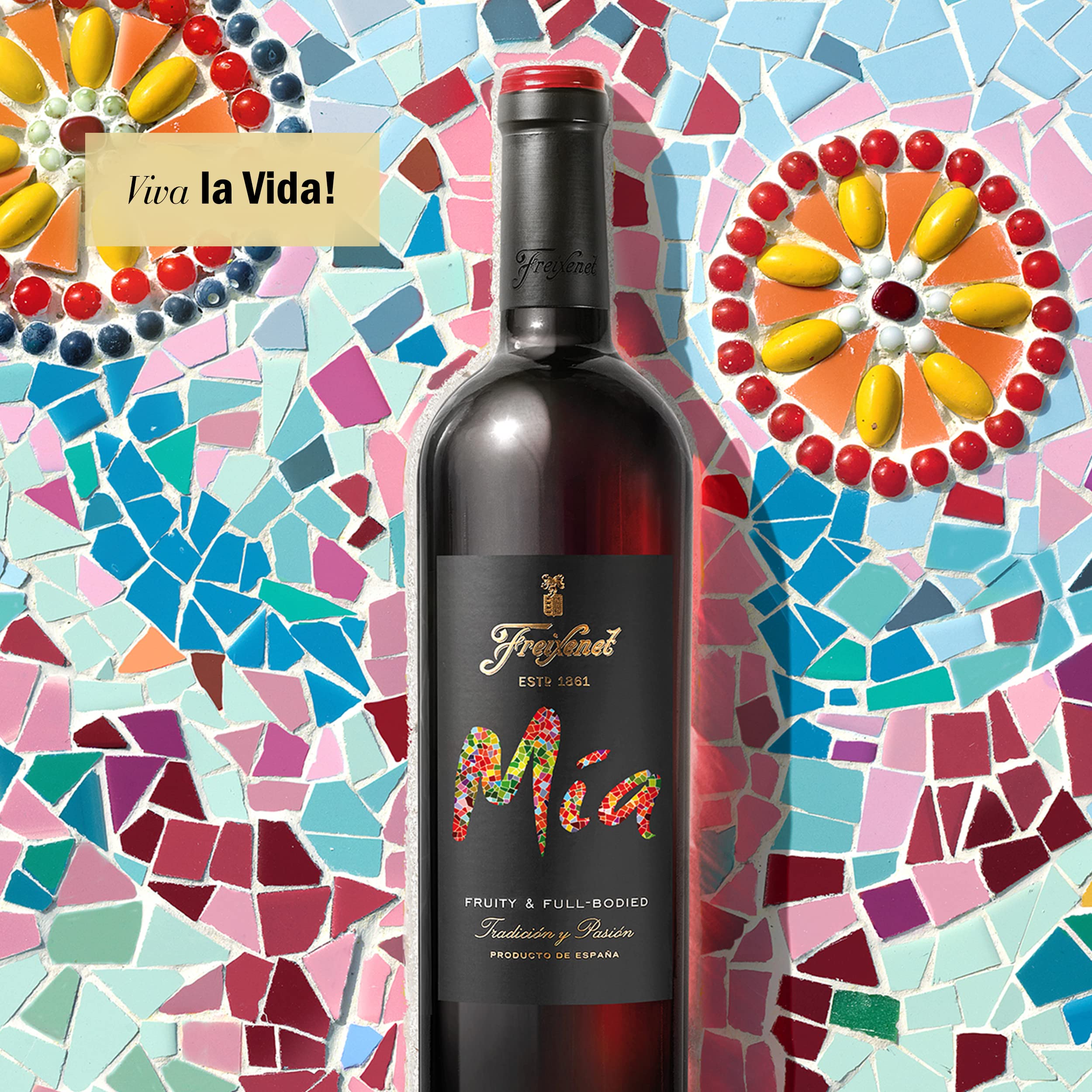 Freixenet Mia Tinto Spanischer Rotwein (9x1,0l) Set - 1,0 Liter Sonder-Edition - Wein, halbtrocken, geschmeidig und ausbalanciert, vollmundig fruchtig, zu spanischen Tapas und mediterranen Gerichten