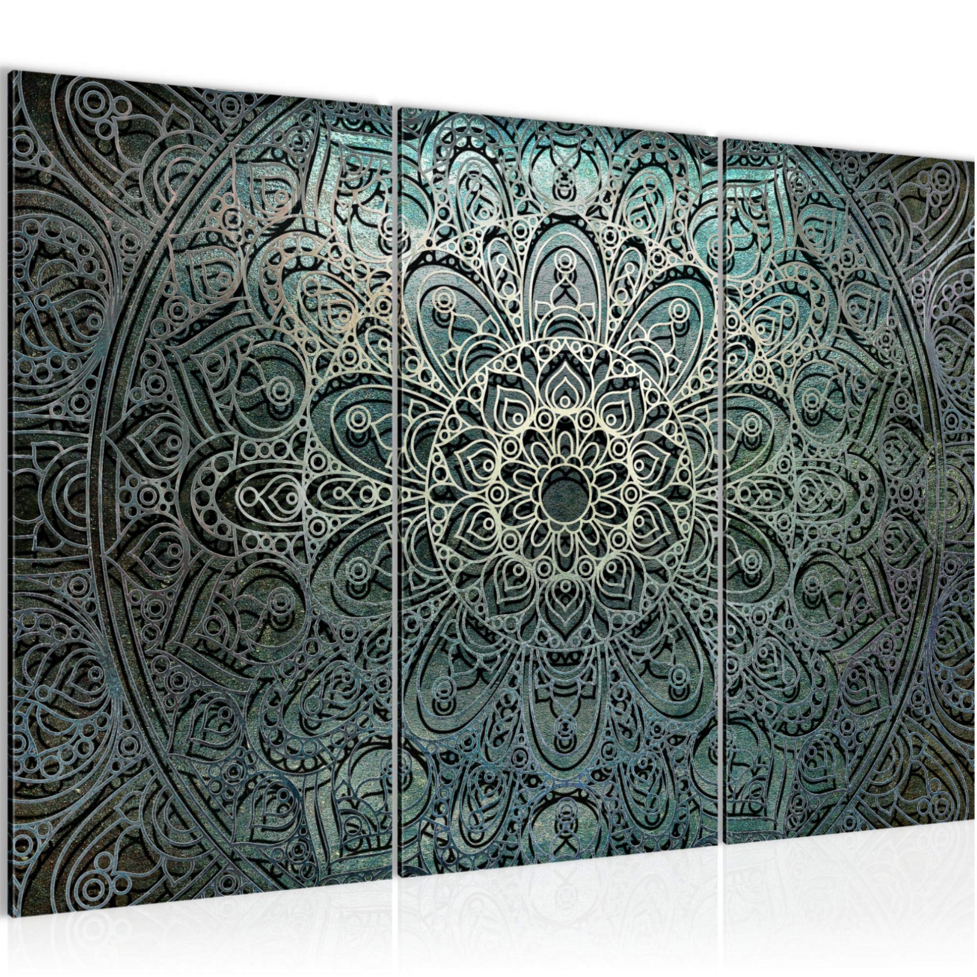 Runa Art A Run Art Mandal Abstract Canvas Wall Rt For Living Room Xxl Green Black White 120 X 80 Cm 3 Parts Wall Decoration 109431