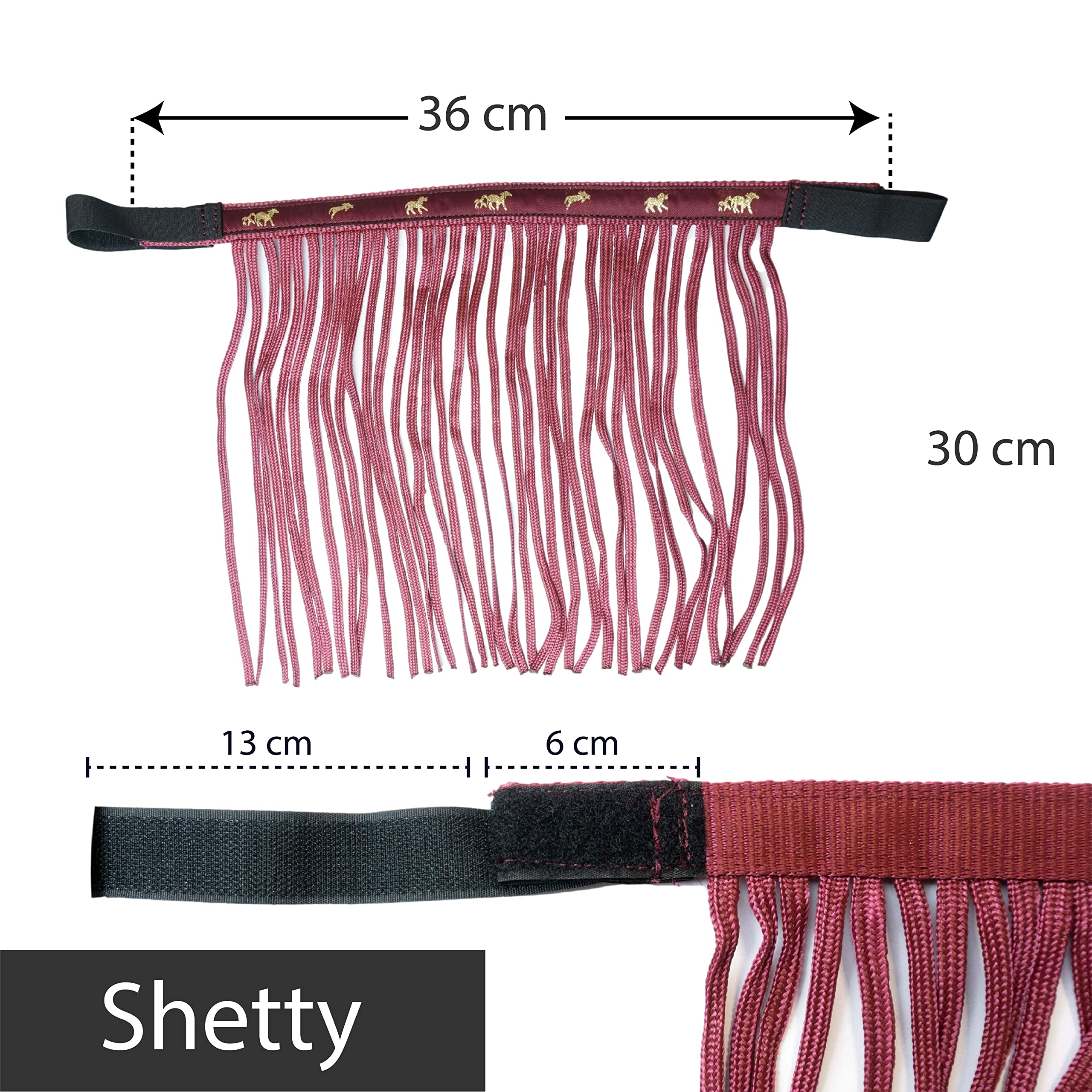 Fly Fringe for Horses Fly Mask with Fringes and Fastening, Fly Cover for Shetty Pony, Cob, Warmblood, Kb (Shetty, Bordeaux) - Image 4