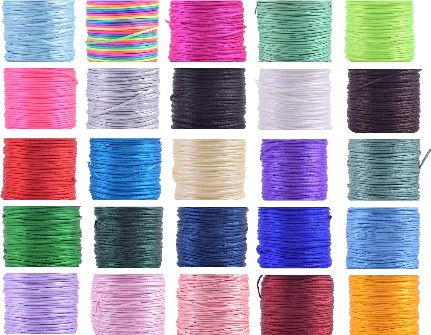 KONMAY 25 Colors Mixed 523 Meters 1.0mm Nylon Rattail Satin Silk Trim Cord Beading String for Chinese Knotting Kumihimo - Image 3