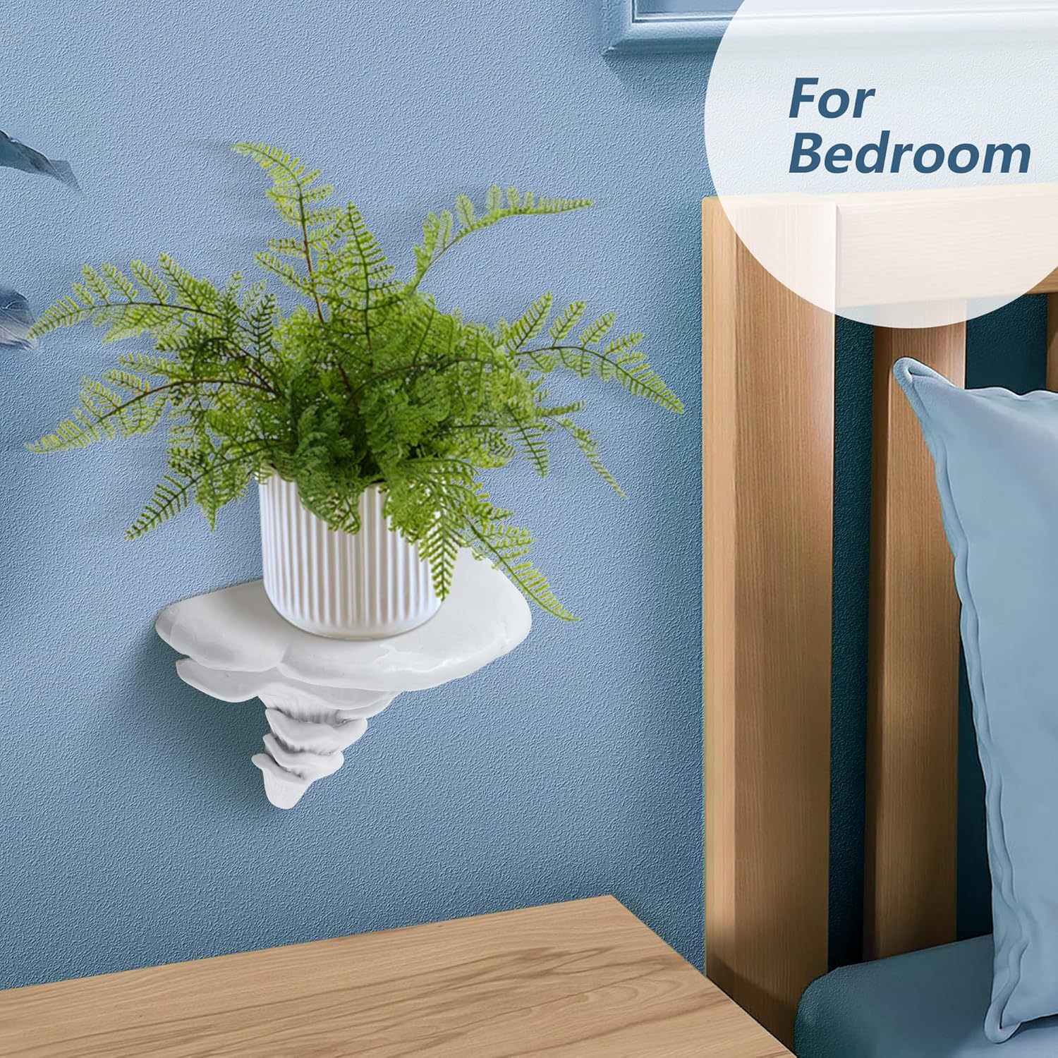 UITWMKTG 1 Pack Large Mushroom Shelves Floating Shelf Cottage Core Wall Decor Cute Hanging Shelf for Home Living Room Bedroom Kitchen Unique Wall Decor White