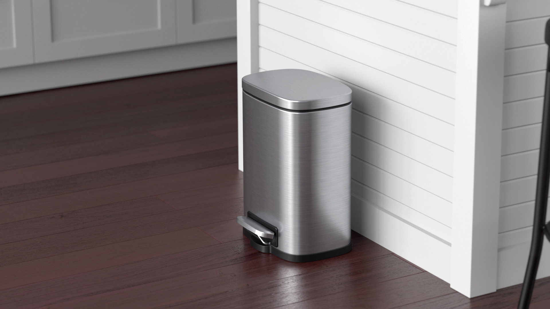 Image of iTouchless SoftStep 1.32 Gallon Slim Step Pedal Bathroom Trash Can with AbsorbX Odor Filter & Removable Inner Bucket, Fingerprint-Proof 5 L Stainless Steel Wastebasket, Restroom, Office, Tight Spaces