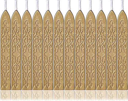 Yoption 12 varillas de cera de sellado con mechas, tótem de oro antiguo manuscrito de fuego para sello de cera (oro antiguo)