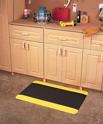 Miniatura 3 de Alfombrilla antifatiga Wearwell PVC 414ultrablanda, de disco diamantado, para labores pesadas, Negro  Amarillo, 1