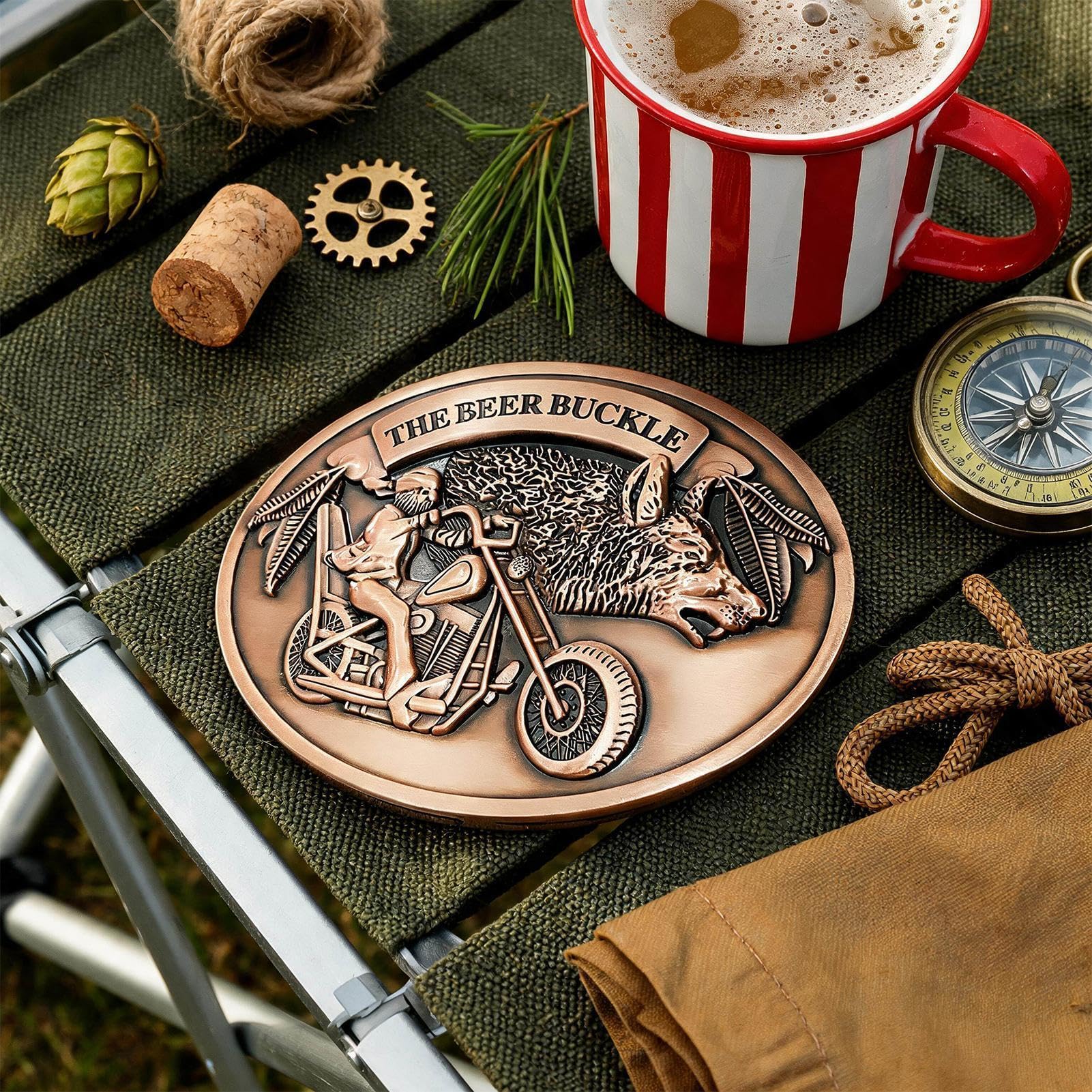 Soporte de cerveza con hebilla de cinturón, soporte de metal para tazas, unisex, manos libres, para botellas de cerveza y latas, estilo occidental, se adapta a cualquier cinturón estándar, para