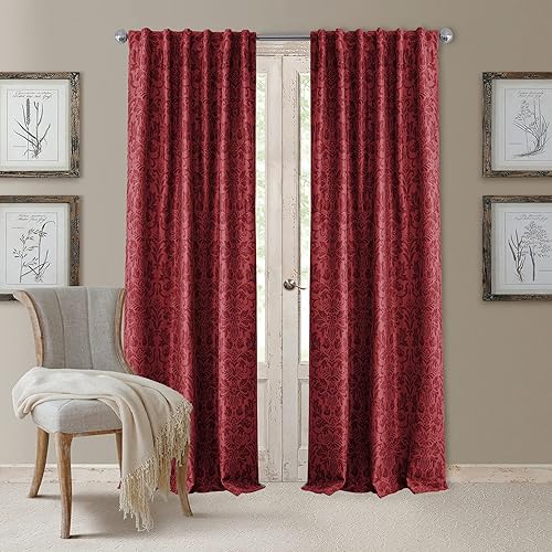 Elrene Home Fashions Antonia - Cortina opaca con bolsillo para barra de cortina, panel de cortina para ventana