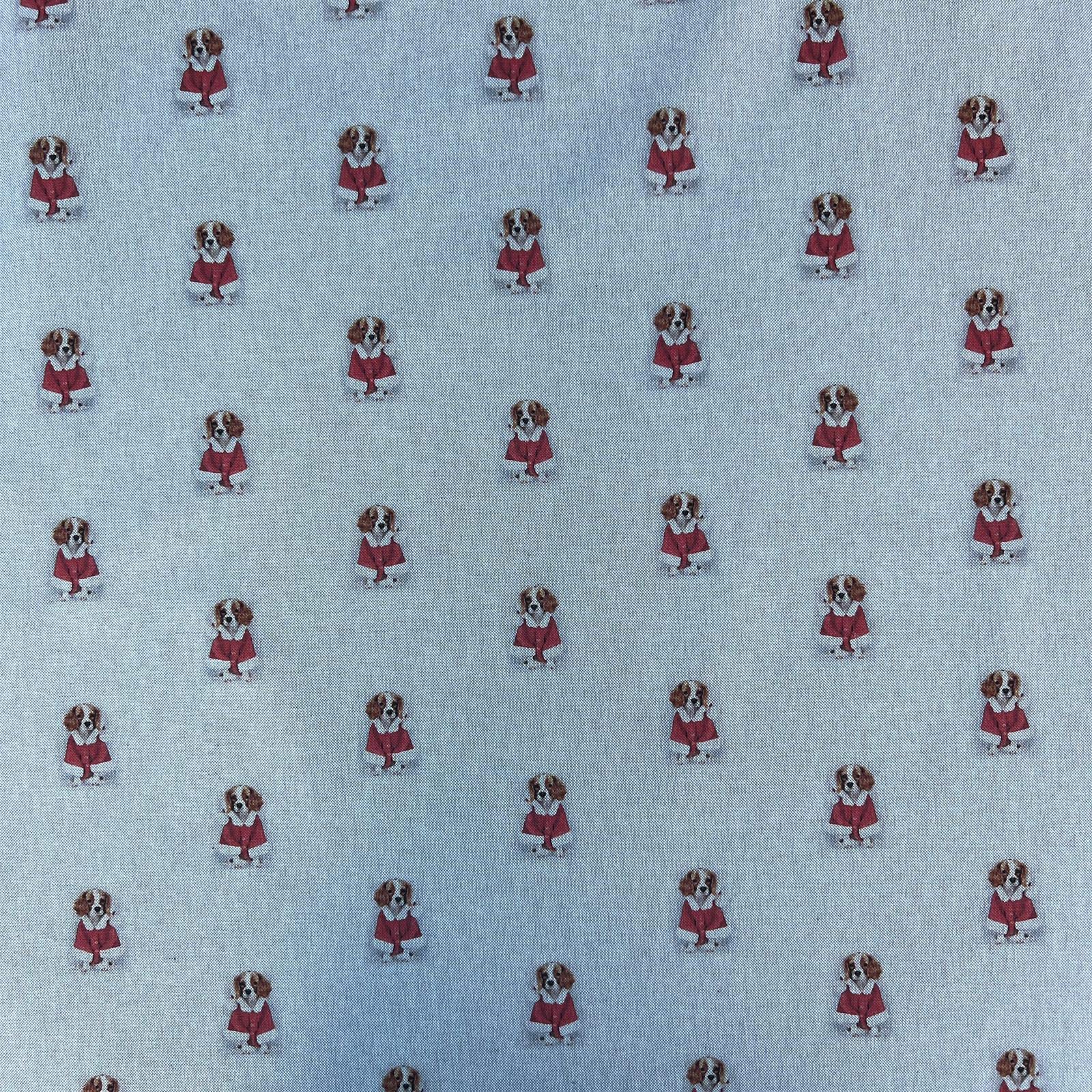 Christmas Xmas Digital Printed Cotton Rich Linen Look Quilting Craft Project Cushion Curtain Furnishing Upholstery Fabric Material (per Half Metre, Xmas King Charles)