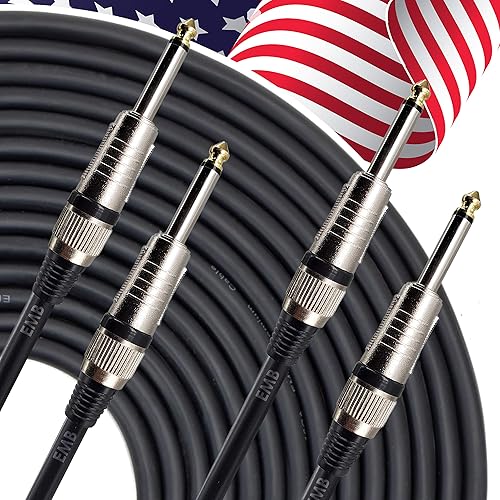 EMB Cable de altavoz profesional de audio de 14" a 14" para uso con DJ, hogar, instrumento y altavoz (25 pies12 GA, par)