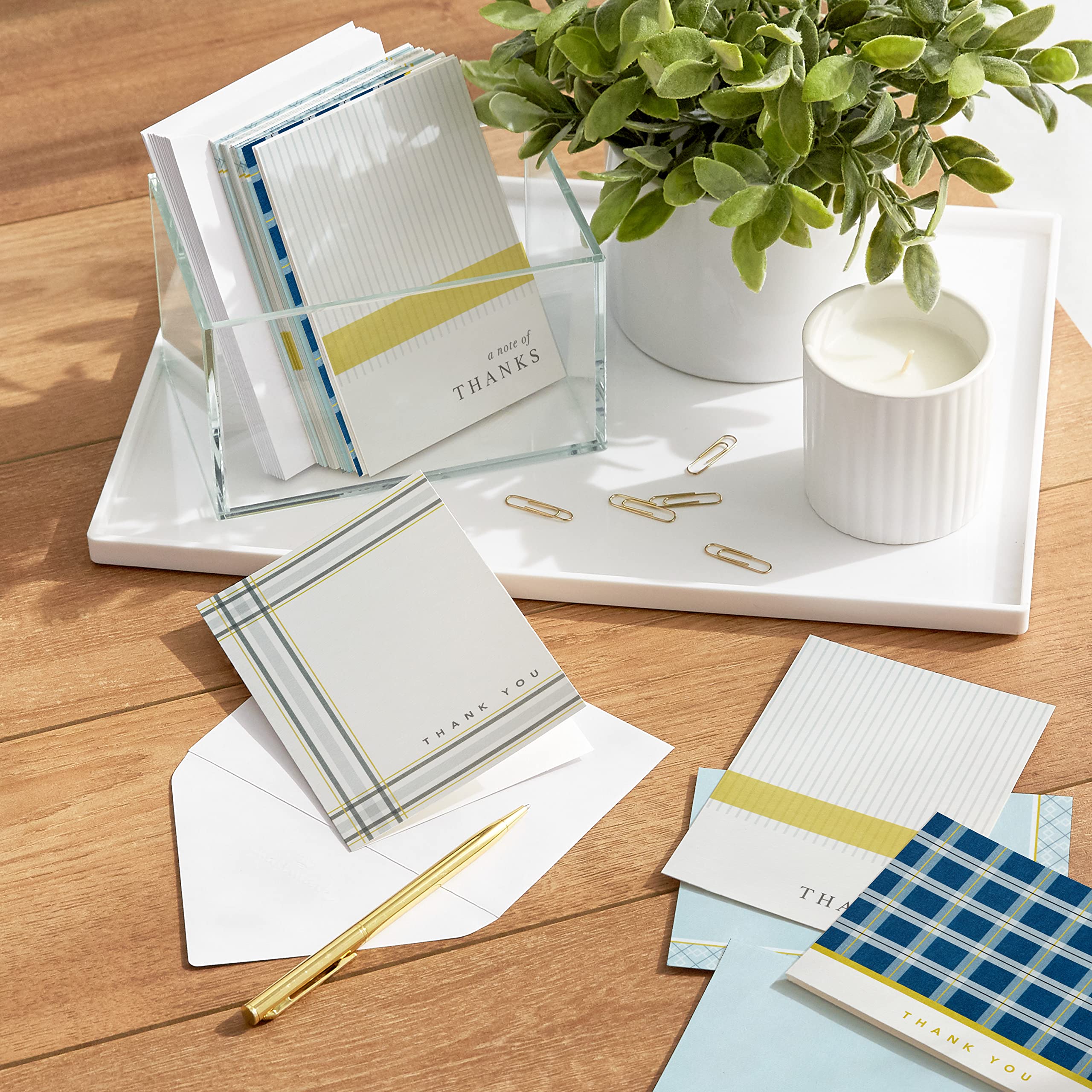 Hallmark Thank You Cards Assortment, Stripes and Plaid (48 Cards with Envelopes), Stripes & Plaid, 4 inches x 5.5 inches - Image 2