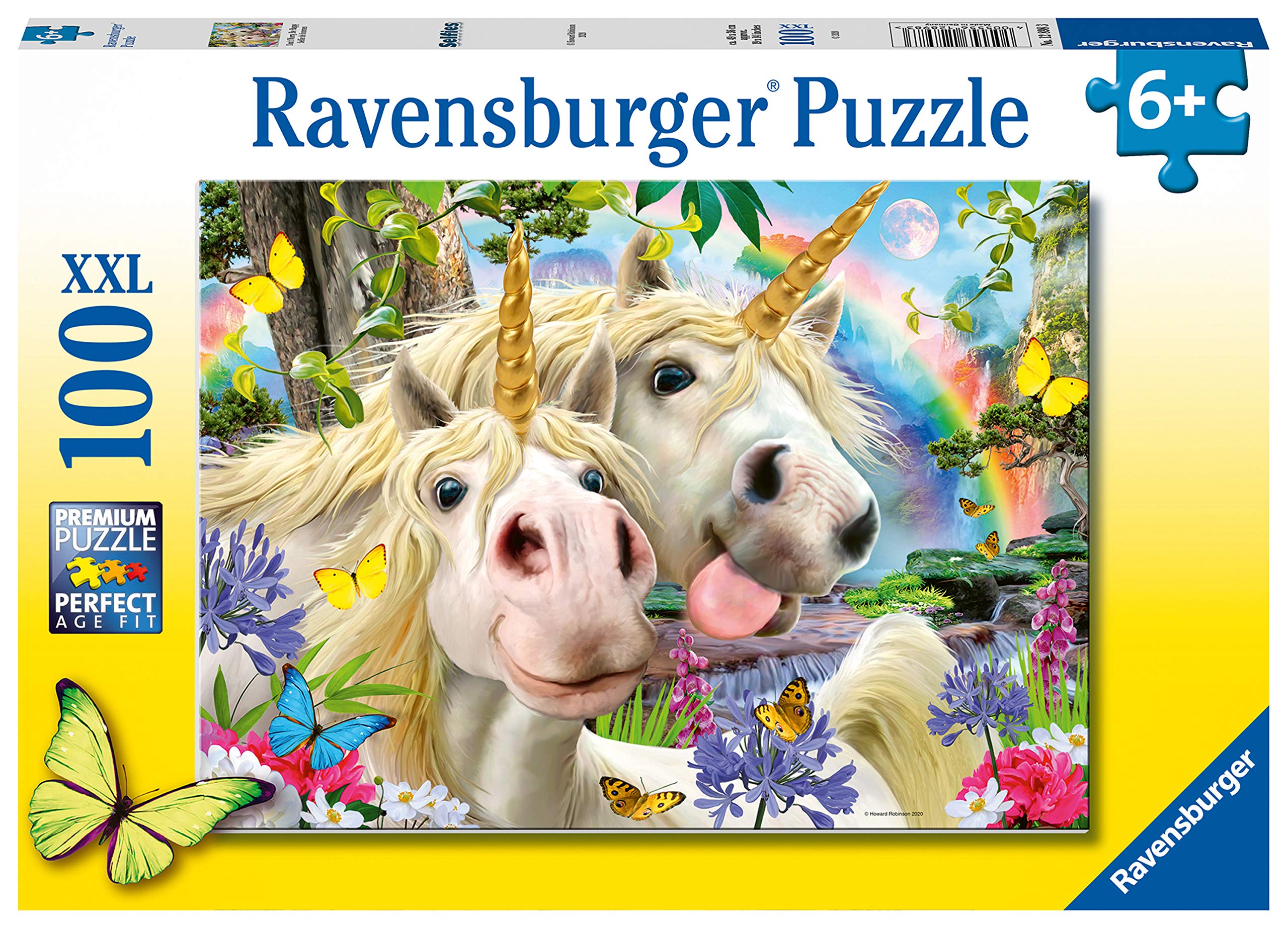 Ravensburger 12898 Einhorn Selfies Don't Worry, Be Happy, 100-teiliges Puzzle mit extra großen Teilen für Kinder ab 6 Jahren