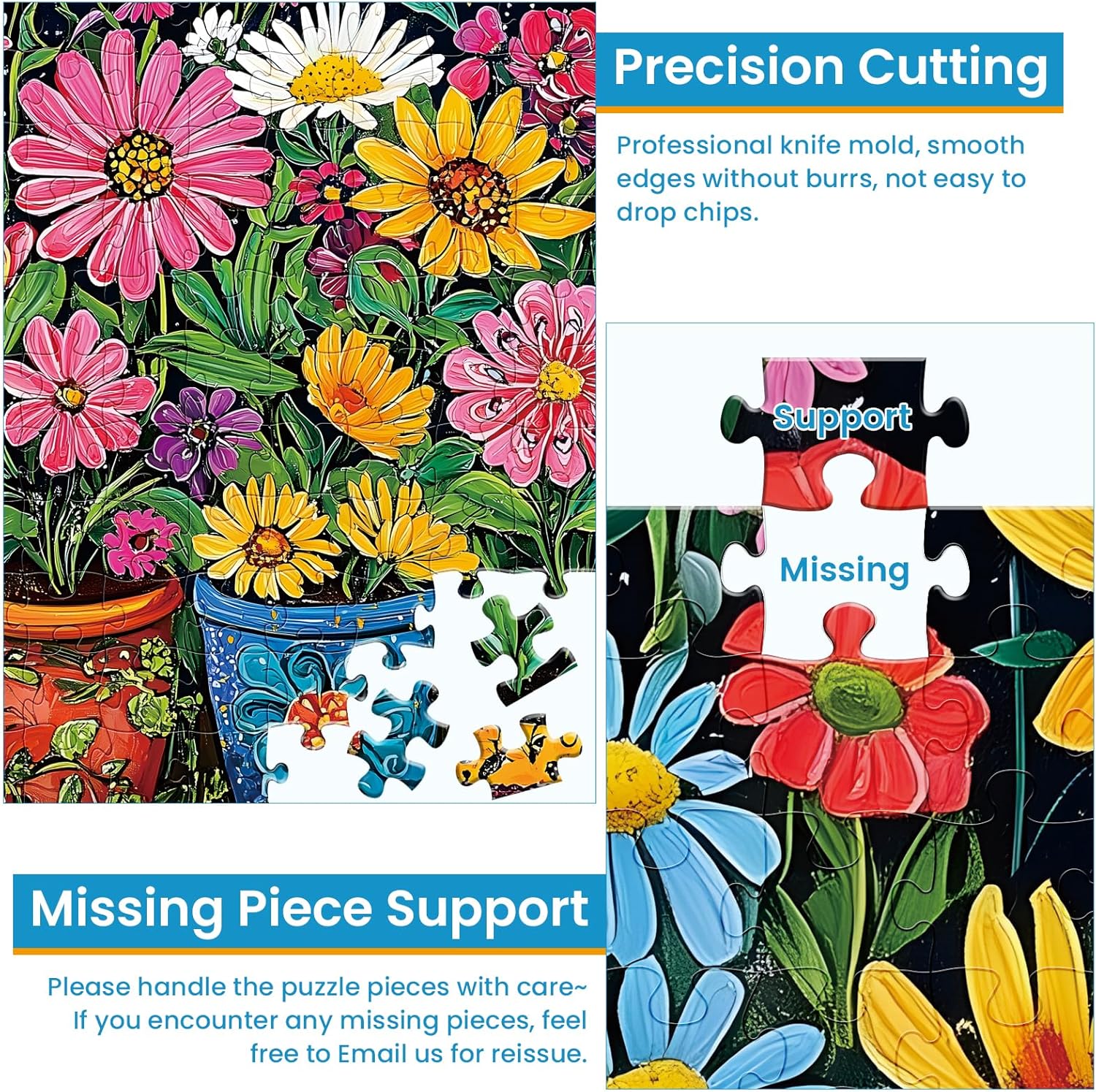500 Piece Puzzles for Adults, Colorful Flowers Puzzle for Teens Adults Elderly, Butterfly Floral Jigsaw Puzzle 500 Pieces, Recycled Cardboard Challenging Puzzle for Game Nights Home Decor 20.5x15 in