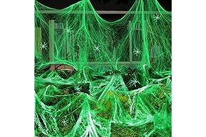 Halloween Glow in The Dark Spider Webs and 8 Pcs Fake Glow Spiders