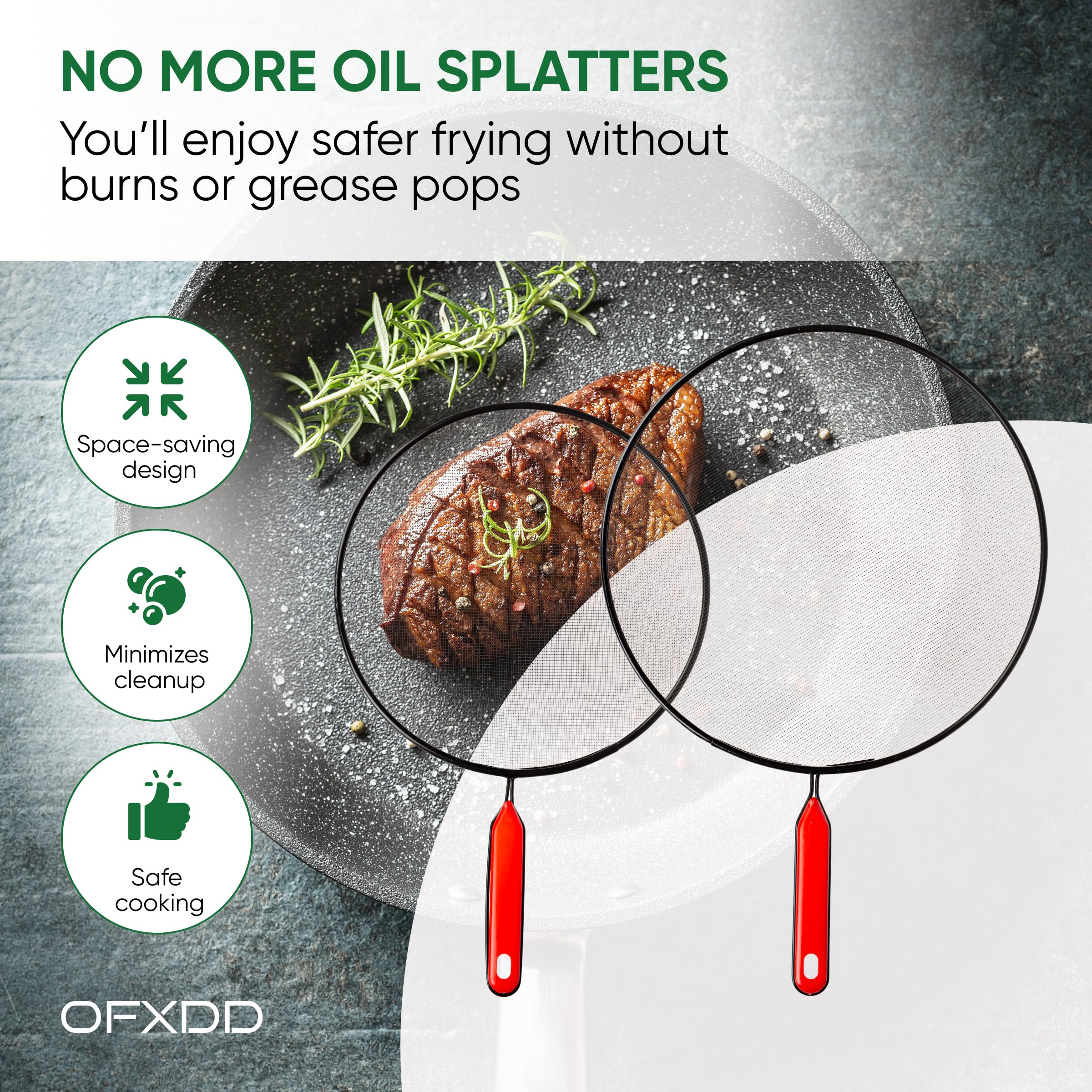 Frying Oil Catcher Stainless Steel Guard for Pan - Set of 3: 10