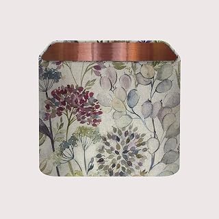 Rounded Square Voyage Hedgerow Cotton Fabric with Brushed Copper Metallic Lining Lampshade Ceiling Light Shade