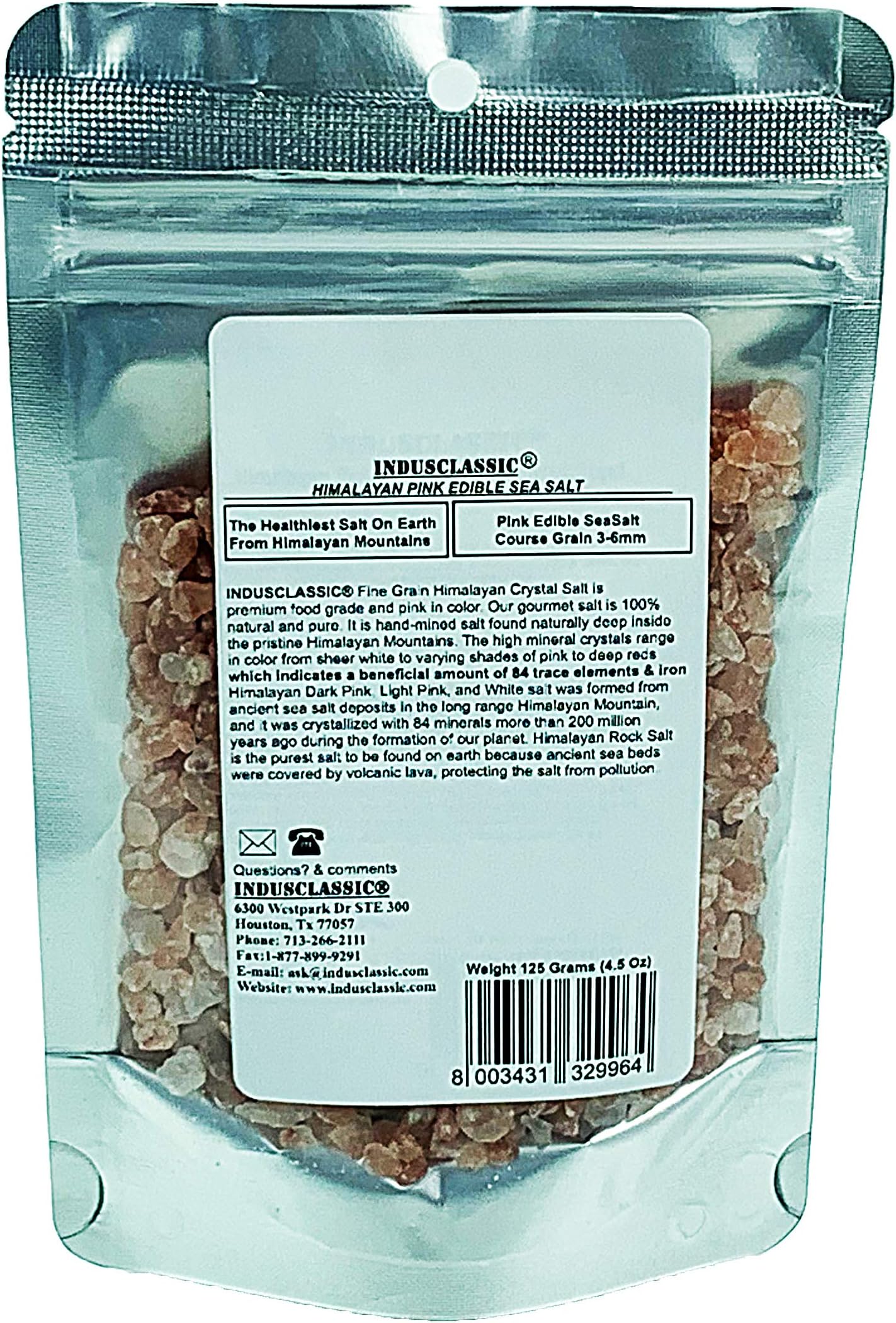 Indusclassic Kosher Pure Natural Unprocessed Himalayan Edible Pink Cooking Coarse Grain Salt (9 Oz) 250 Grams 3~6mm