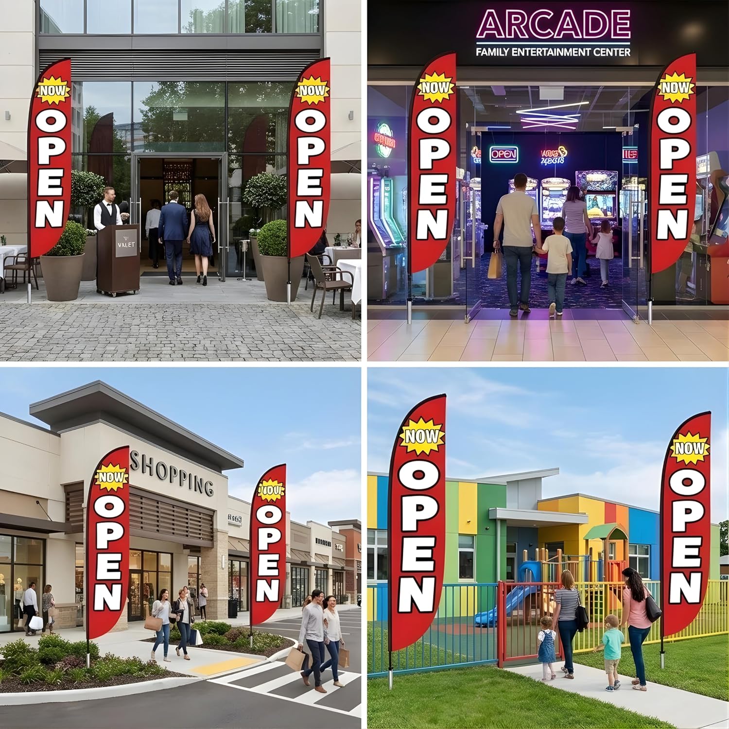 Feather Flag Pole Kit 15ft Tall 2 Pack with 12ft Tall Now Open Flags Feather Banner Advertising Open Flags for Business Grand Opening Signs Fiberglass Swooper Flag Poles with Heavy Duty Ground Spikes - Image 7