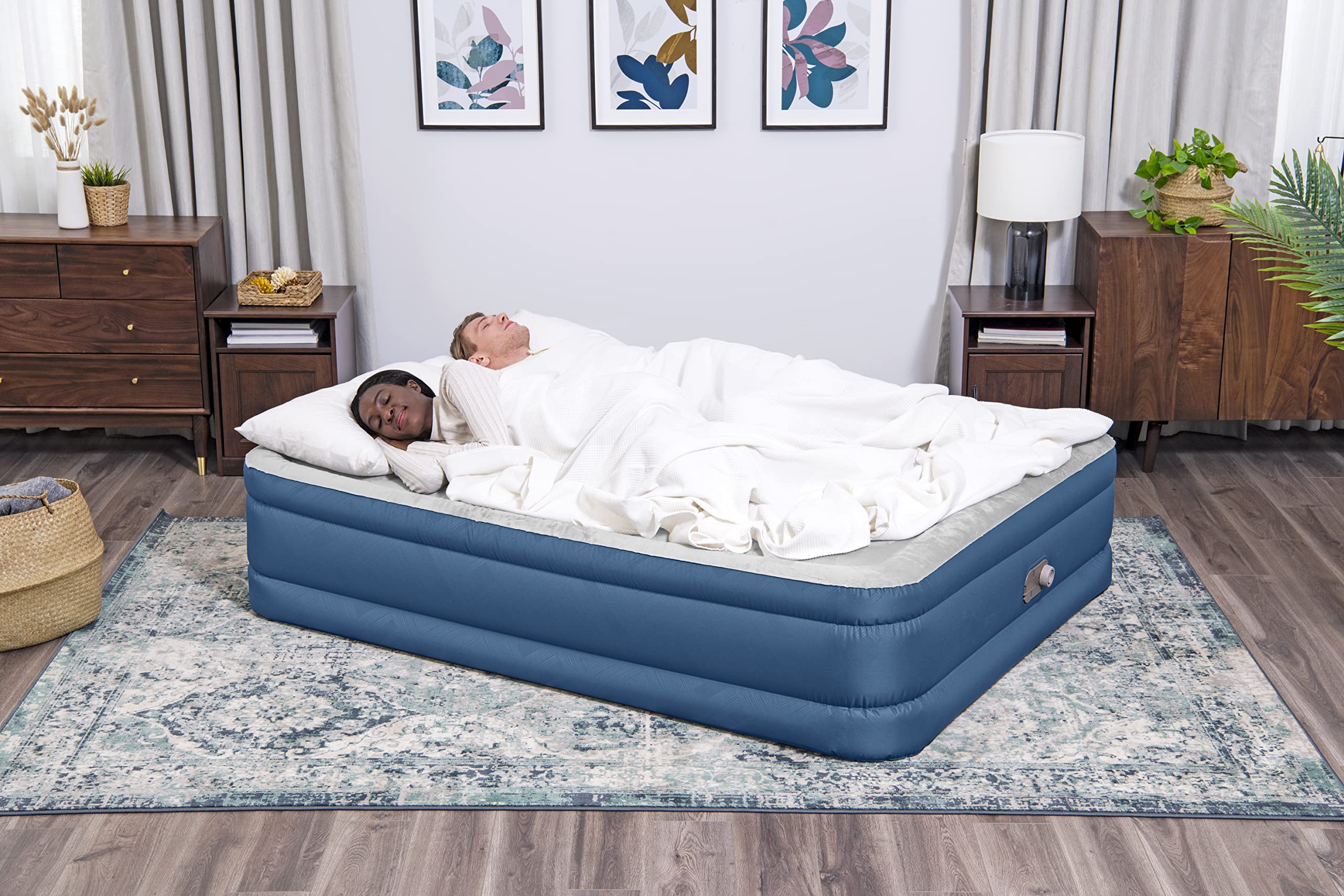80" x 60" x 18"/2.03m x 1.52m x 46cm Fortech Snugable Top Air Mattress Queen Built-in AC Pump