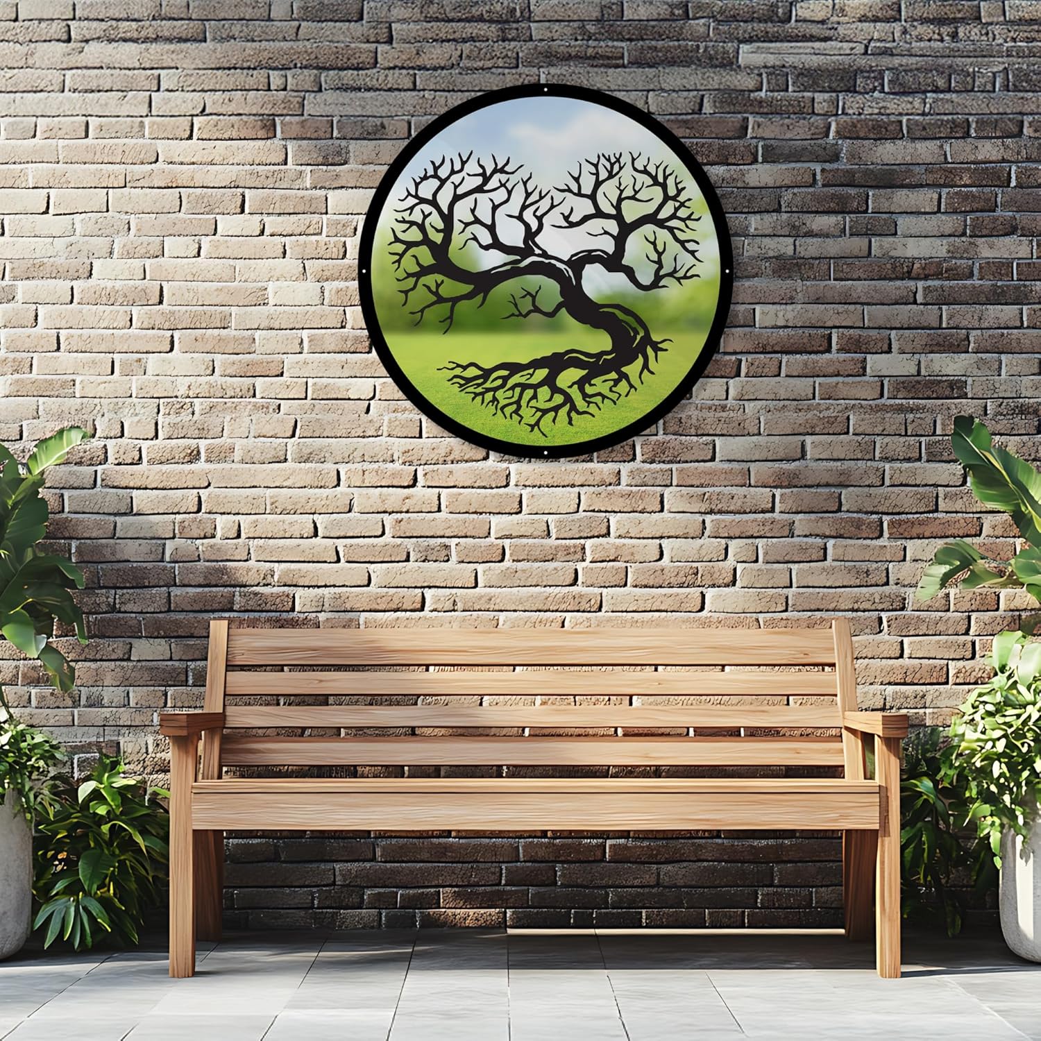 Sun Catcher Garden Decor Heart Shaped Garden Mirror Range of Sizes Round Framed Mirror Outside Rust Resistant Acrylic Fixings Included Gift (42cm / 16.5 inch)