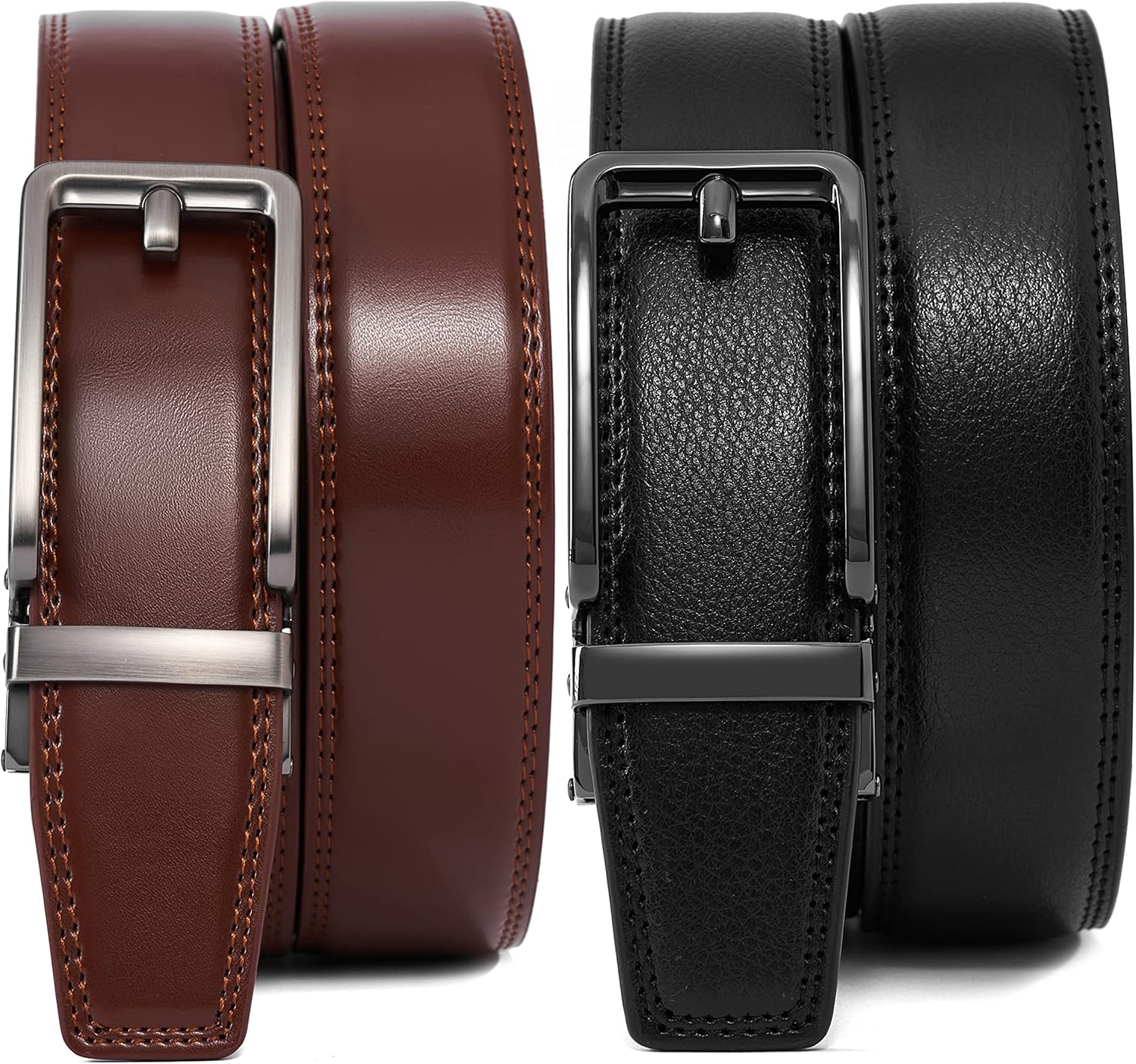 28"-68" Men's Leather Ratchet Dress Belt Big And Tall With Automatic Buckle - Image 2