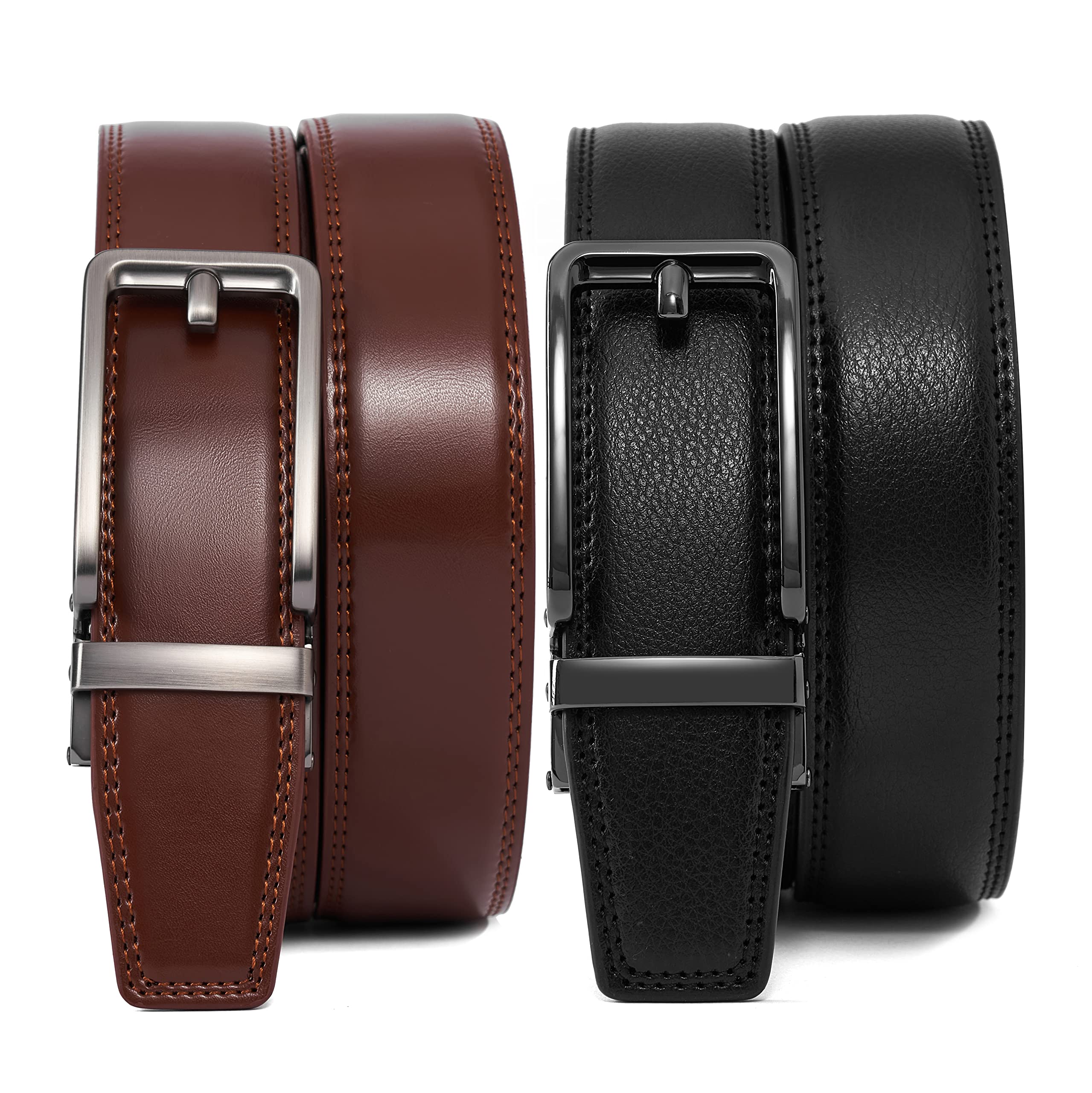 28"-60 "Cinturón de cuero para hombres con trinquete, grande y alto con hebilla automática