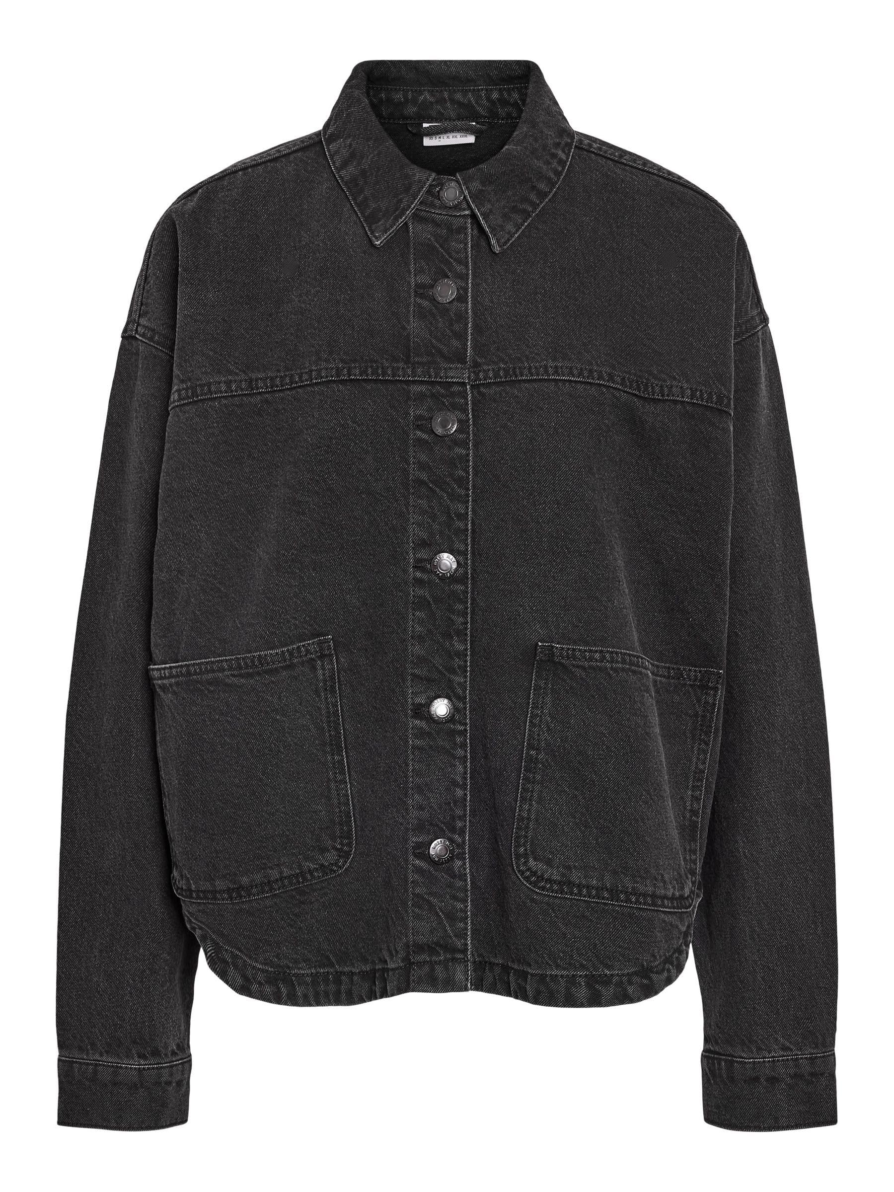 NOISY MAY Nmkettie L/S Reg DNM Jcket Vi559Bl Noos, Black Denim, L, czarny denim, L