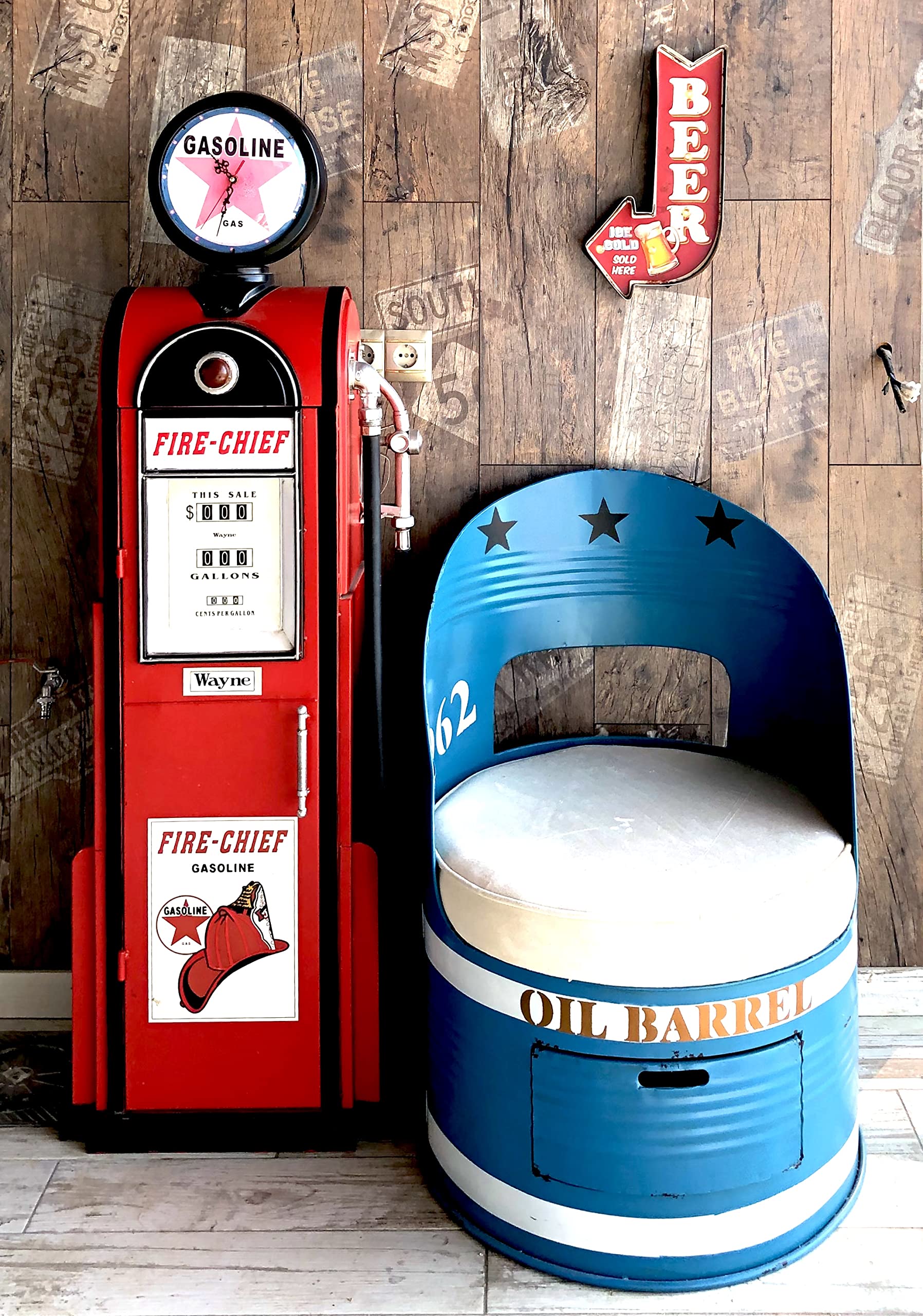 Leuchtschild Vintage Deko Bier — Retro Blechschild mit LED Beleuchtung für Wanddeko, Leuchtreklame für 50er Jahre Haus Dekoration, Retro Leuchtkasten | 41x22x5 cm (Ice Cold Beer)