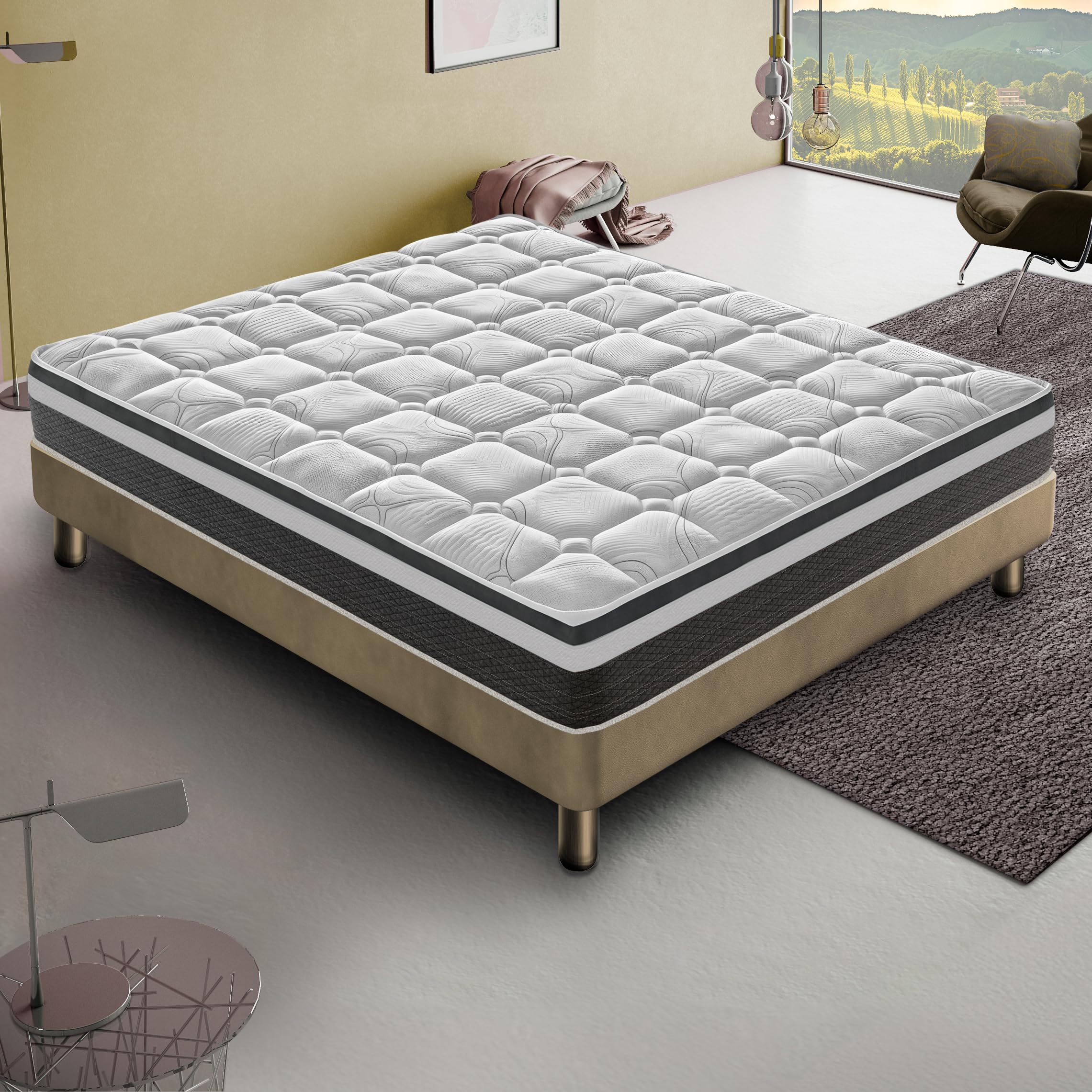 materassi e doghe - Materasso Memory Foam Alto 20 o 30 cm - Ortopedico - 13 Zone di Comfort - 100% Made in italy - Massima Traspirabilità (Matrimoniale 160x190 cm, Alto 30 cm)