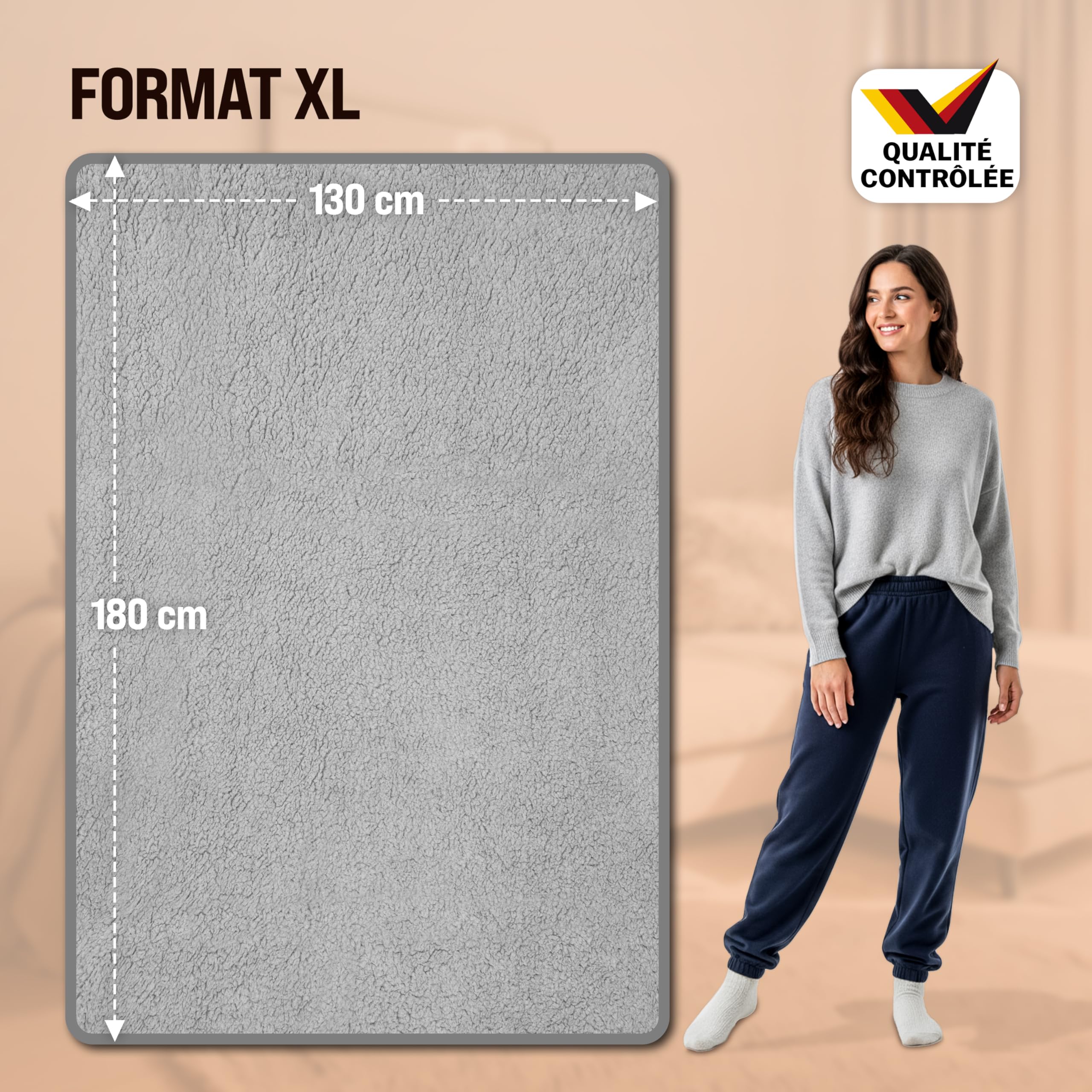 Monzana® Couverture chauffante 180x130cm 2 Places 120W 10 Niveaux de Chauffage minuteur Protection Anti-surchauffe surmatelas Chauffant électrique