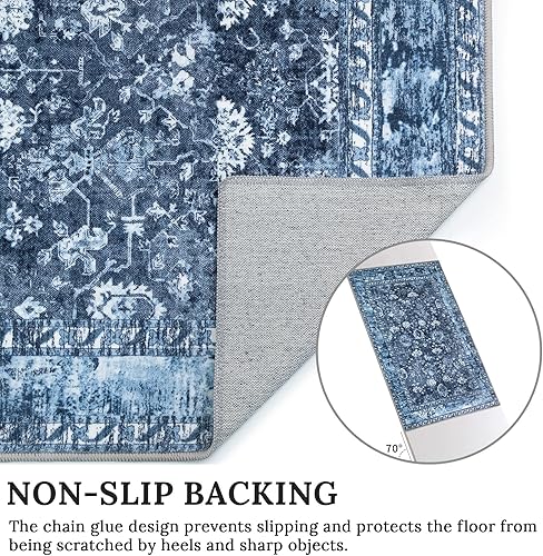 Miniatura 6 de MUJOO Alfombras lavables a máquina, alfombras pequeñas de 2 x 3 pies, antideslizantes, bohemias, para entrada, cocina, baño, dormitorio, alfombra