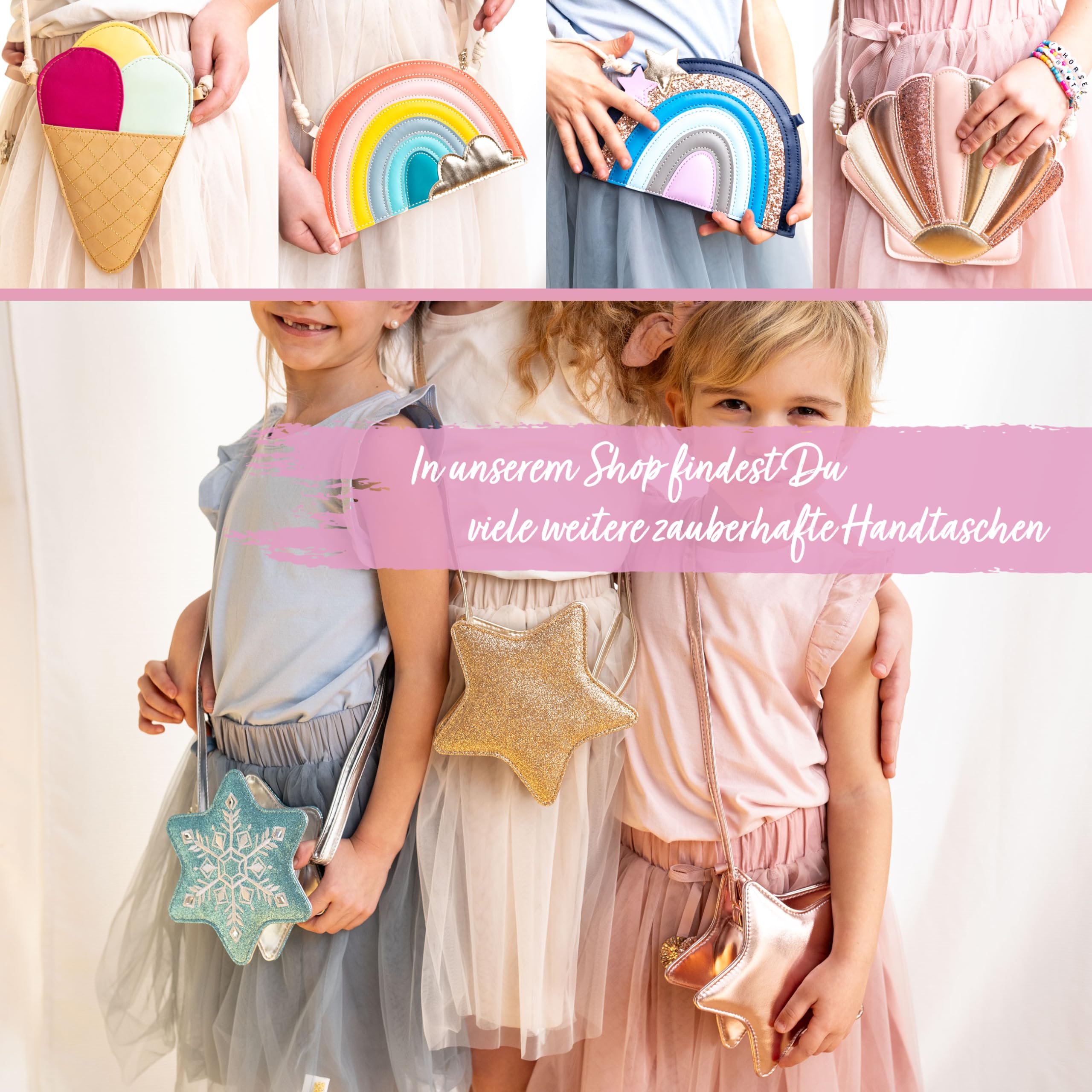 Papierdrachen Borsa a mano per bambini – accessorio vegano per bambini – colorata – borsa a tracolla in ecopelle – ottima idea regalo per ragazze