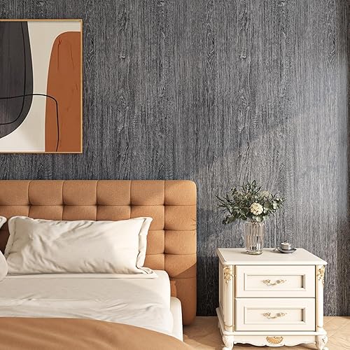 Miniatura 3 de FunStick Thick Grey Natural Wood Contact Paper for Cabinets Countertops Waterproof Wood Wallpaper Peel and Stick Countertops for Kitchen Wallpaper