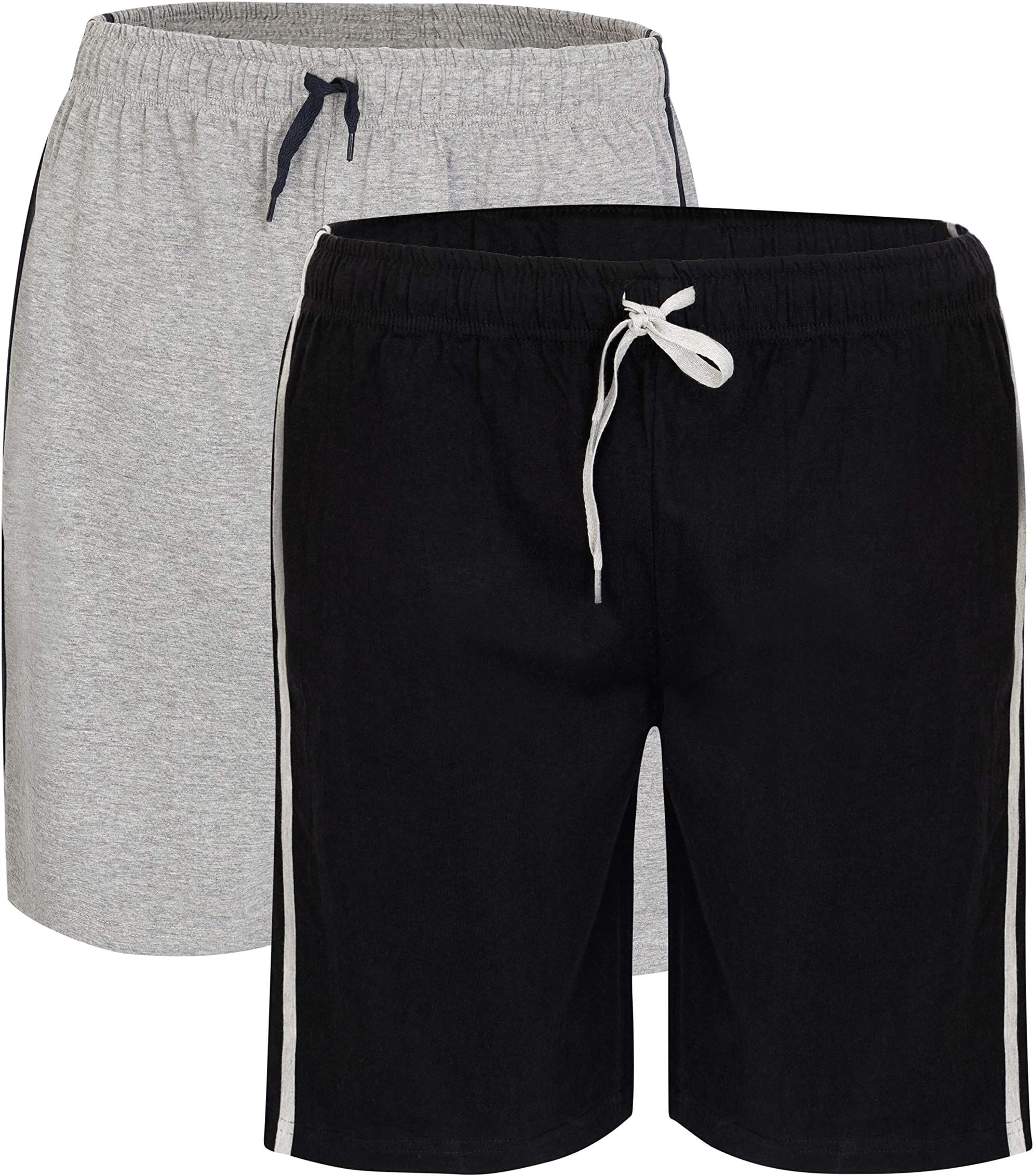 LupstyMens 2 Pack Lounge Wear Shorts Nightwear Pyjamas PJ Bottoms Super Soft Comfy (XL, Black/Grey)