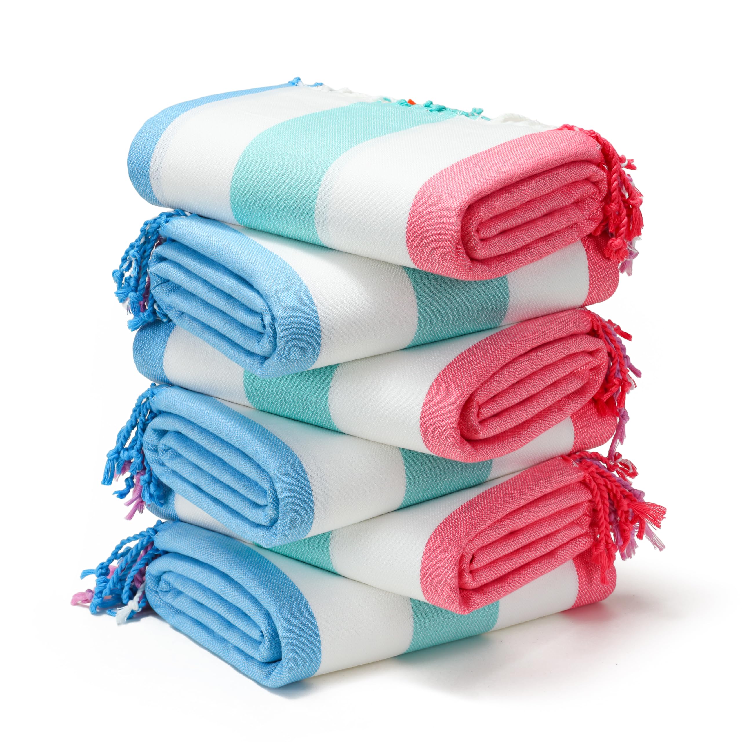 Genovega 6 Packs Oversized Turkish Beach Towels Set Bulk 74"x38" Extra Large Sand Free Quick Dry Swim Bath Camping Pool Towel Travel Blanket Adult Essentials Cruise Accessories Vacation Stuff