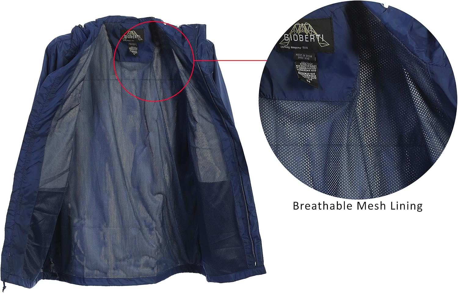 Gioberti Men's Waterproof Rain Jacket With Mesh Lining and Carrying Bag - Image 3