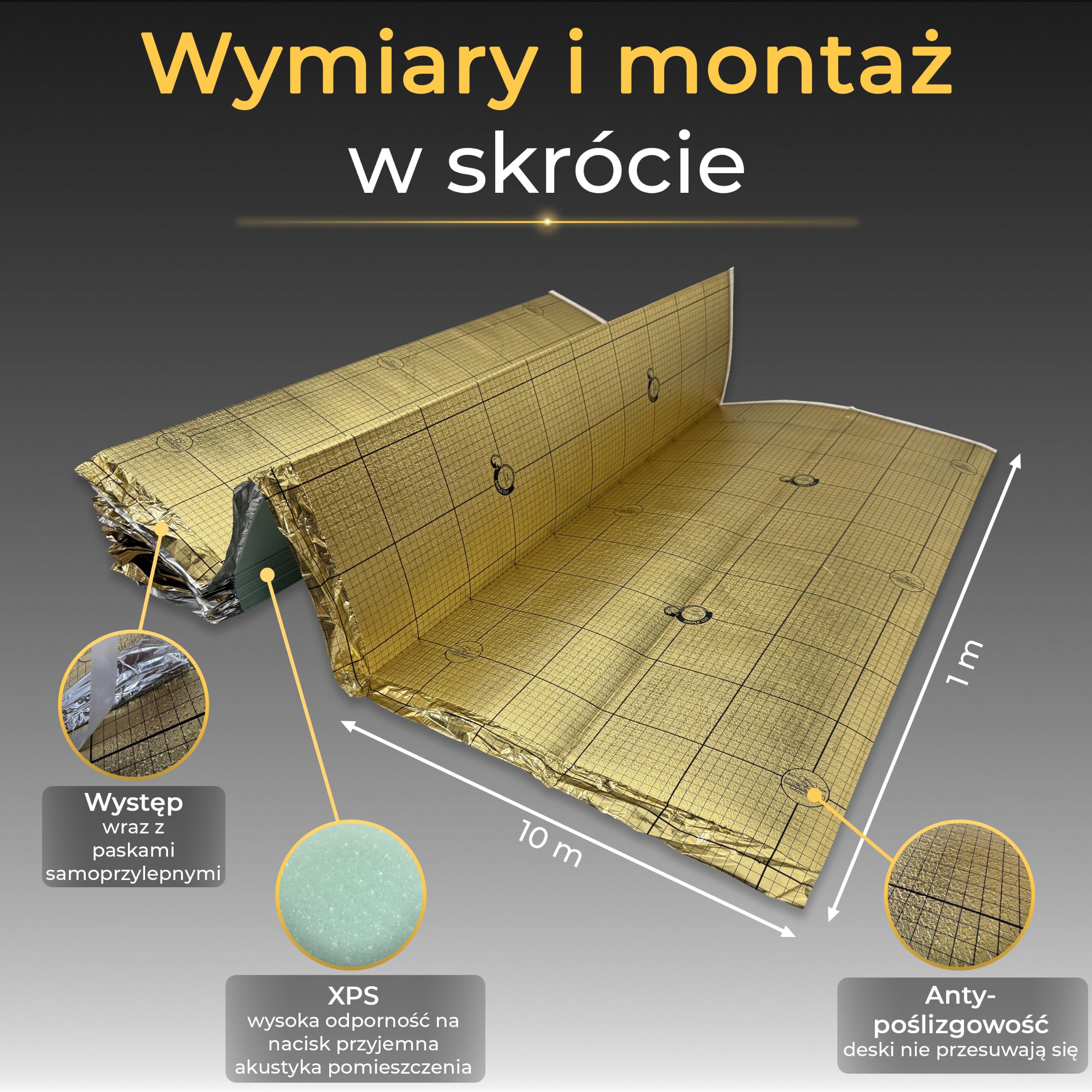 Izolacja akustyczna uficell® Vinyl „VINOLOCK” z technologią antypoślizgową – grubość: 1,5 mm – gęstość ok. 100 kg/m³ – odporność na ciśnienie: 200 kPa [10 m² – 1 opakowanie]