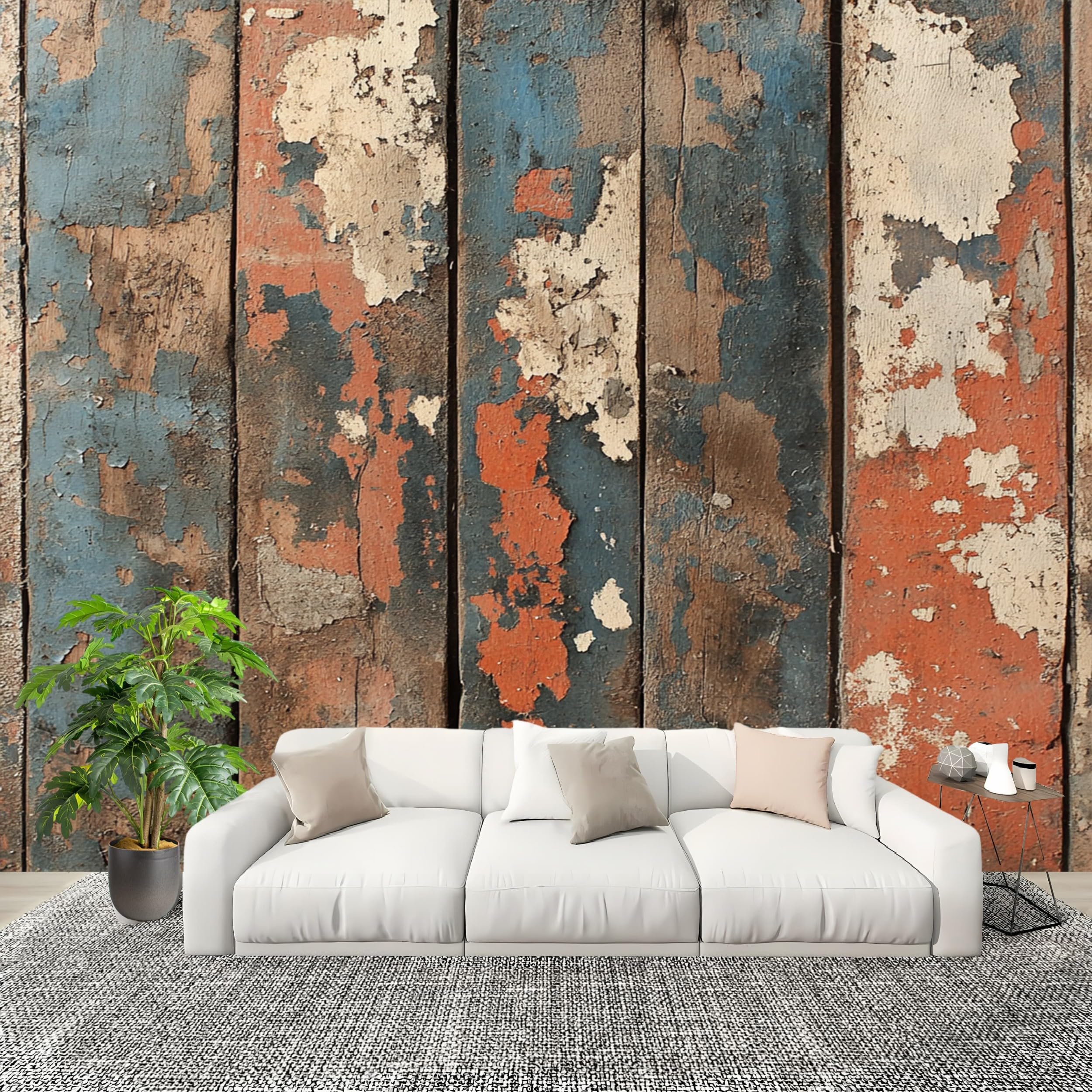 Papier peint panoramique vintage 450x315 cm aspect bois marron
