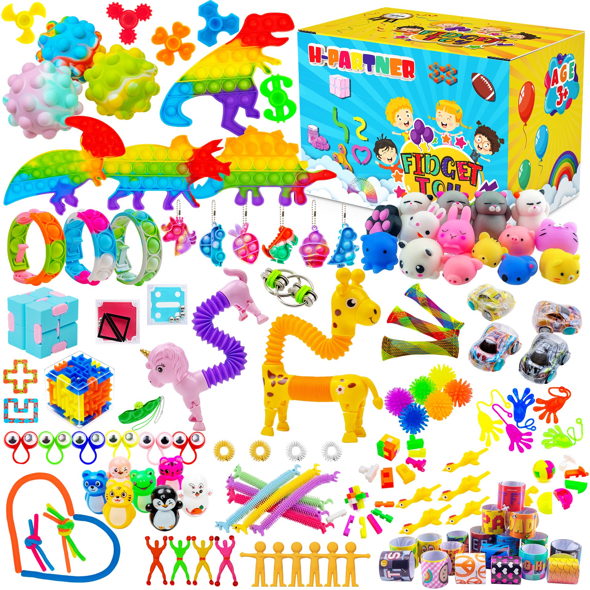 Relieves Stress and Increase Focus Bundle Sensory Toys-Fidget Chain/Magic Cube/Mochi Squishies/Liquid Motion Timer/Fidget Pad/Squeeze Bean Toys for ADD ADHD