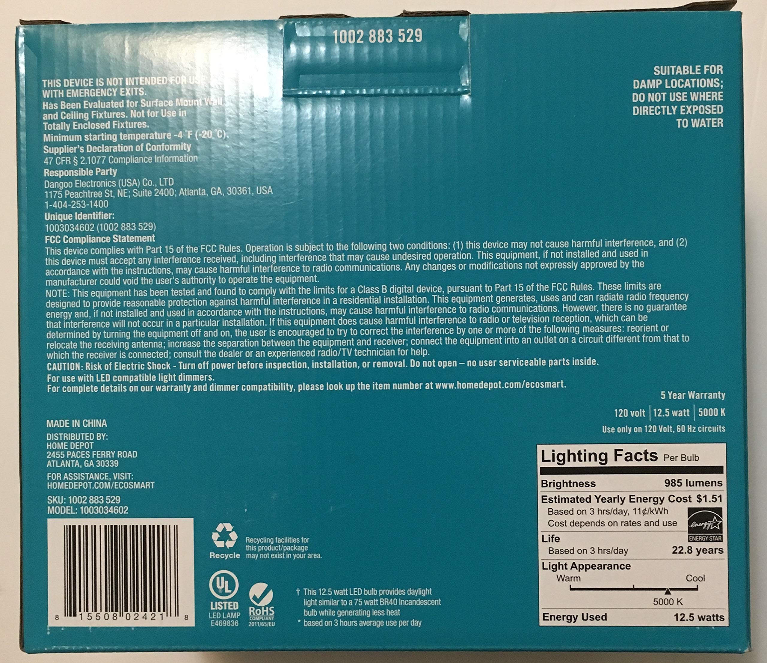 Amazon.com: EcoSmart 75-Watt Equivalent BR40 Dimmable Energy Star