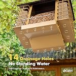 iBorn Bird Feeders for Outdoors,Bird Feeder with Double Suet Holders,Suet Feeder for Outside,Weatherproof Metal Roof,Easy to Refill&Clean,3.2 LBs Seed Capacity+2X Cake,1 Pack,Coffee Roof & Yellow Grid