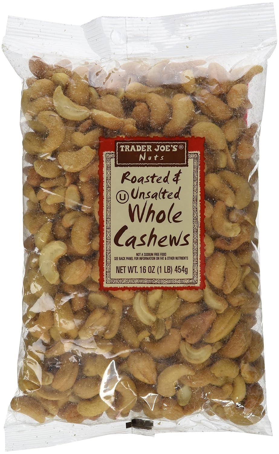 Trader Joe's Roasted & Unsalted Whole Cashews 1lb Snack