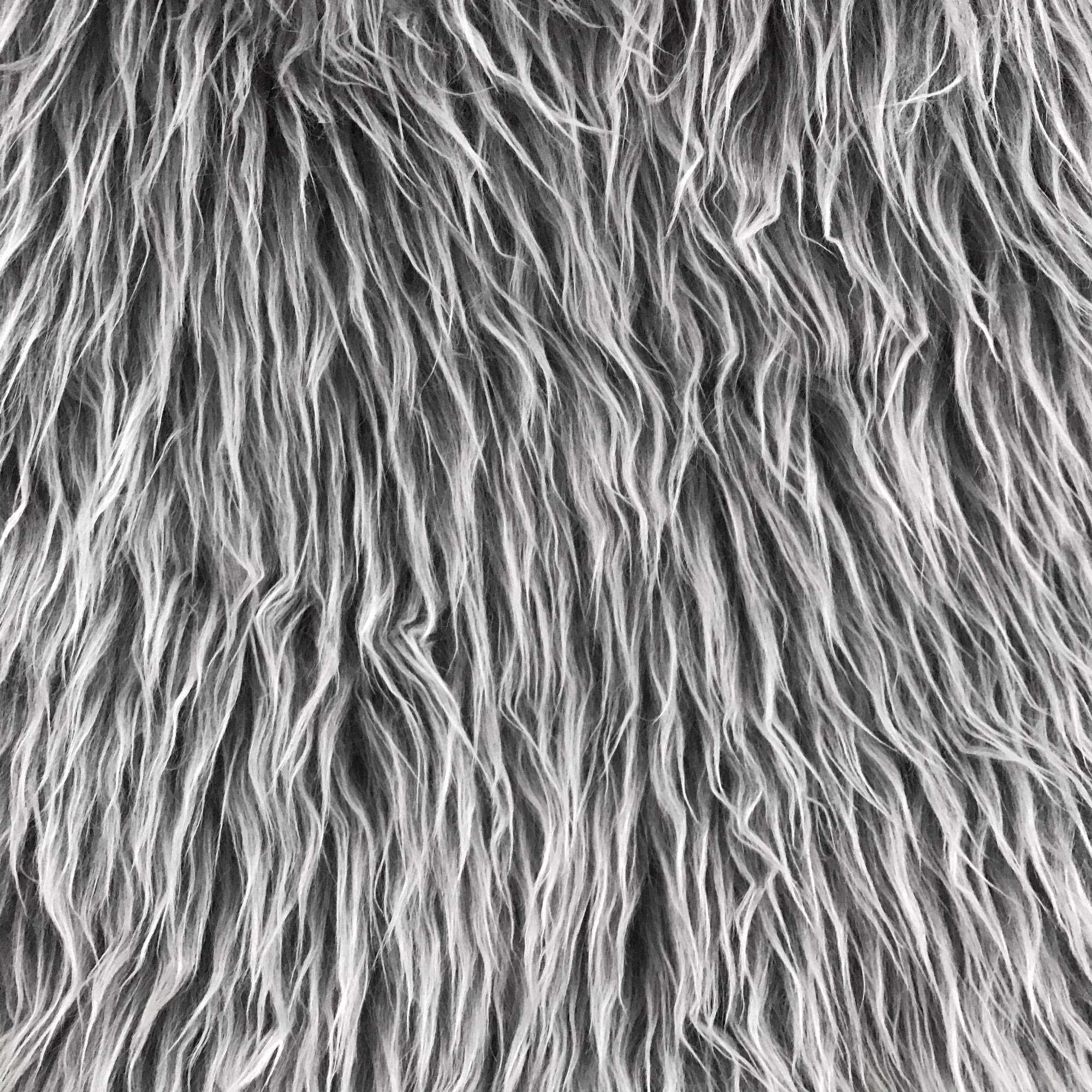 Shaggy Plush Faux Fur Fabric Precut Strips Fluffy Fuzzy Craft Fur for Gnomes Beard Hair Cosplay Costume Dwarf Decoration (Grey Frost, 4x60 inch)