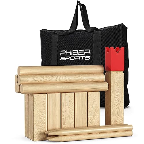 PHIBER-SPORTS Kubb - Scacchi vichingo in legno di alta qualità