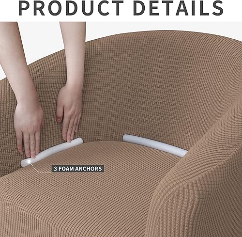 Miniatura 10 de Easy-Going Funda elástica para sillón de club, 2 piezas, funda protectora de muebles jacquard (chocolate, paquete de 2)