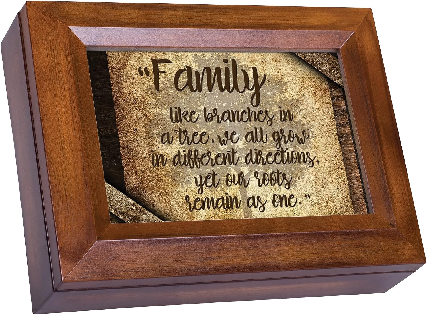Cottage Garden Family Branches in a Tree Wood Finish Jewelry Music Box Plays You are My Sunshine