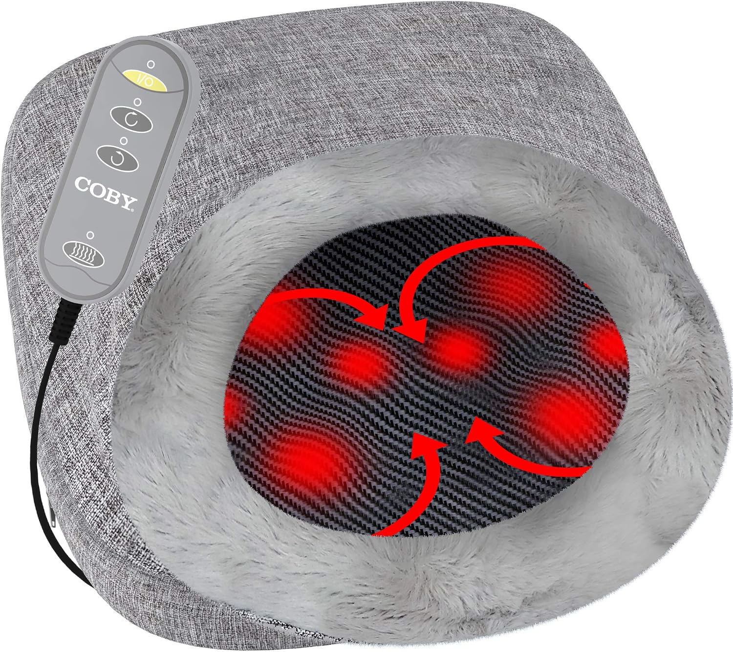 Coby Shiatsu Massager with Heat | Deep Tissue Kneading Therapeutic Cushion Massage Pad & Foot Cover for Upper/Lower Back & Feet | 3D Rolling Balls & Infrared Heat for Targeted Full Body Pain Relief