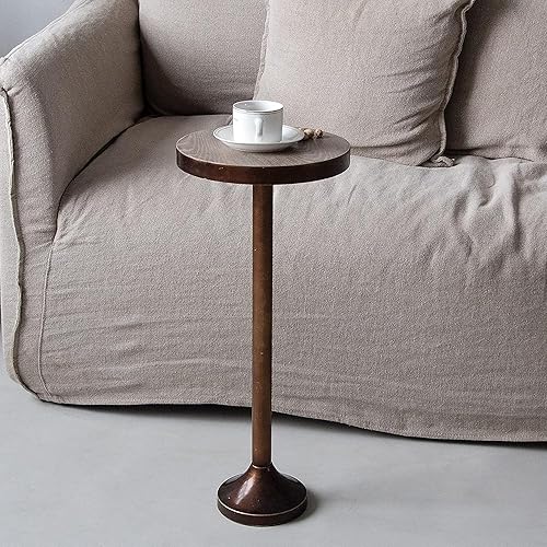 Miniatura 25 de Mesa de beber pequeña con pedestal, bandeja tradicional, mesa auxiliar superior, color espresso Marrón oscuro,Negro/Blanco,Marrón,expreso
